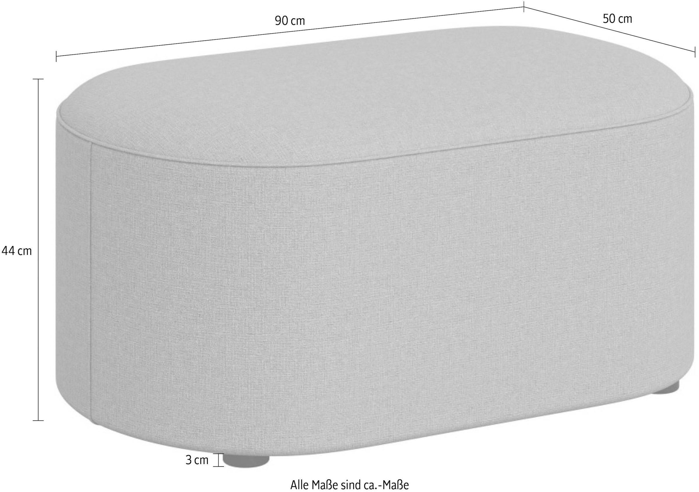 andas Polsterhocker »Polsterhocker Tvinne, mit Wellenunterfederung«, passend zum Ecksofa, auch in Bouclé, B/T/H: 90/50/44 cm