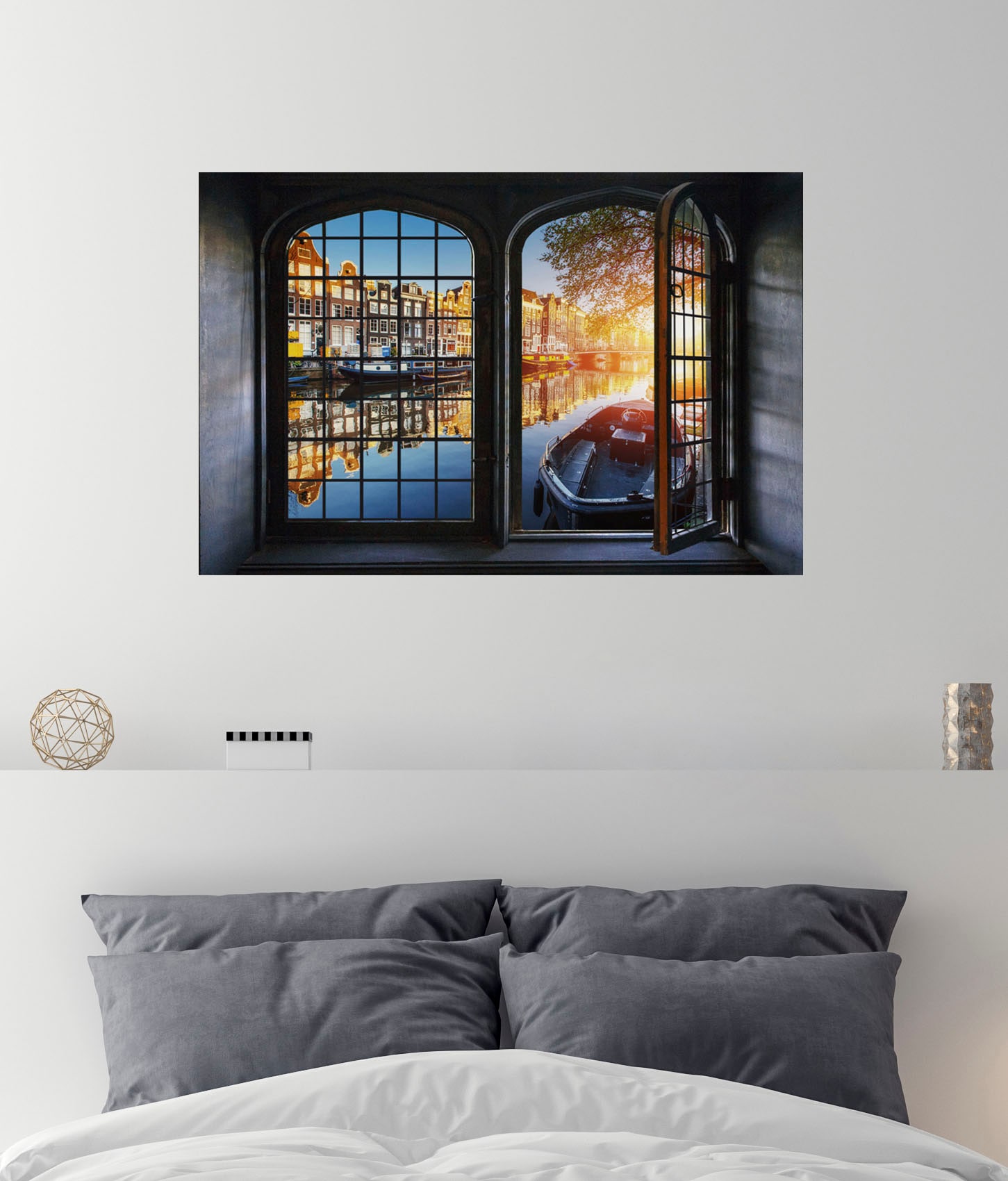 queence Wandsticker »Amsterdam«, Wandsticker, Wandbild, selbstklebend, 3D, Fenster