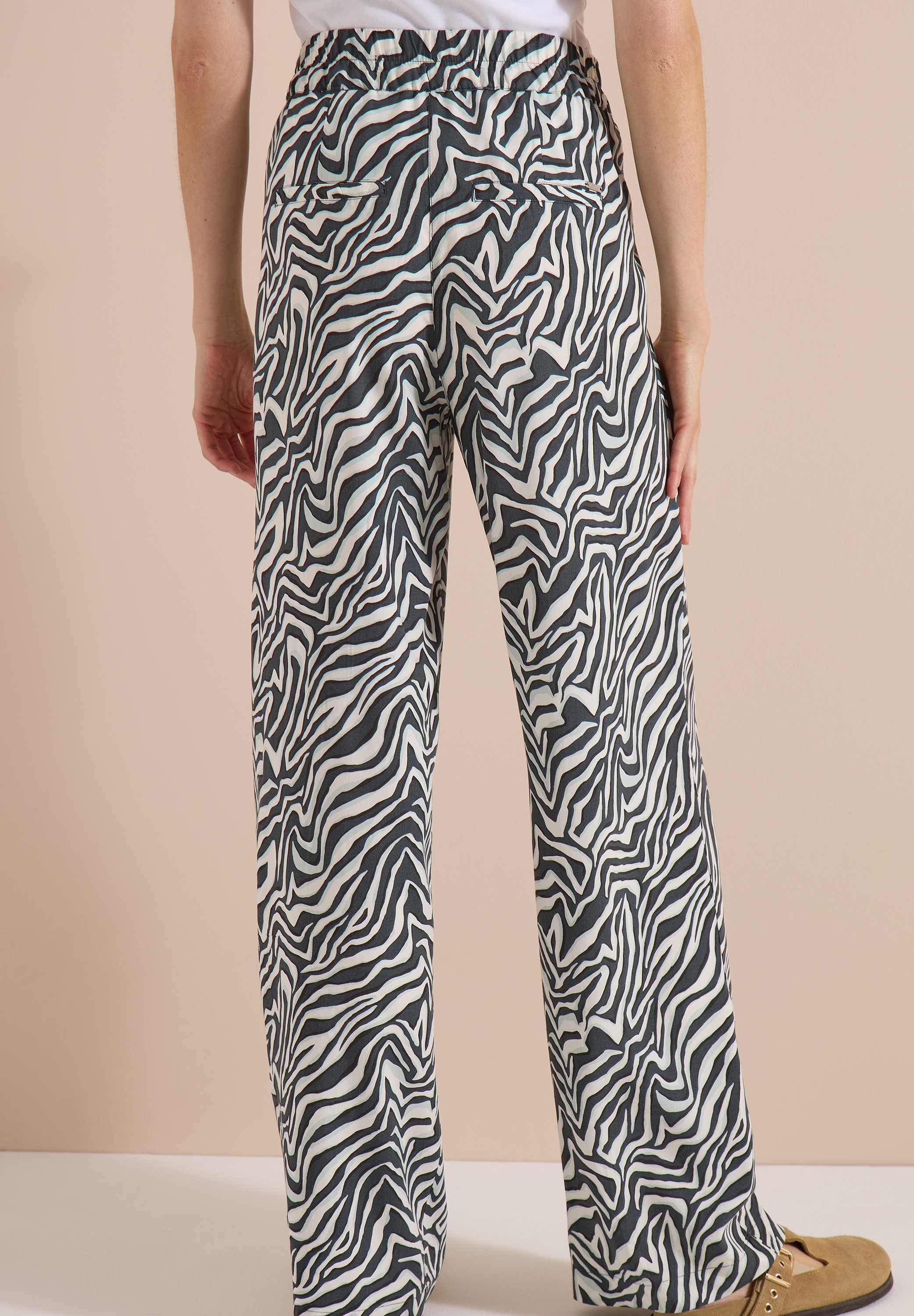 Cecil Stoffhose  Sommerhose, abstrahierter Zebraprint, Elastikbund
