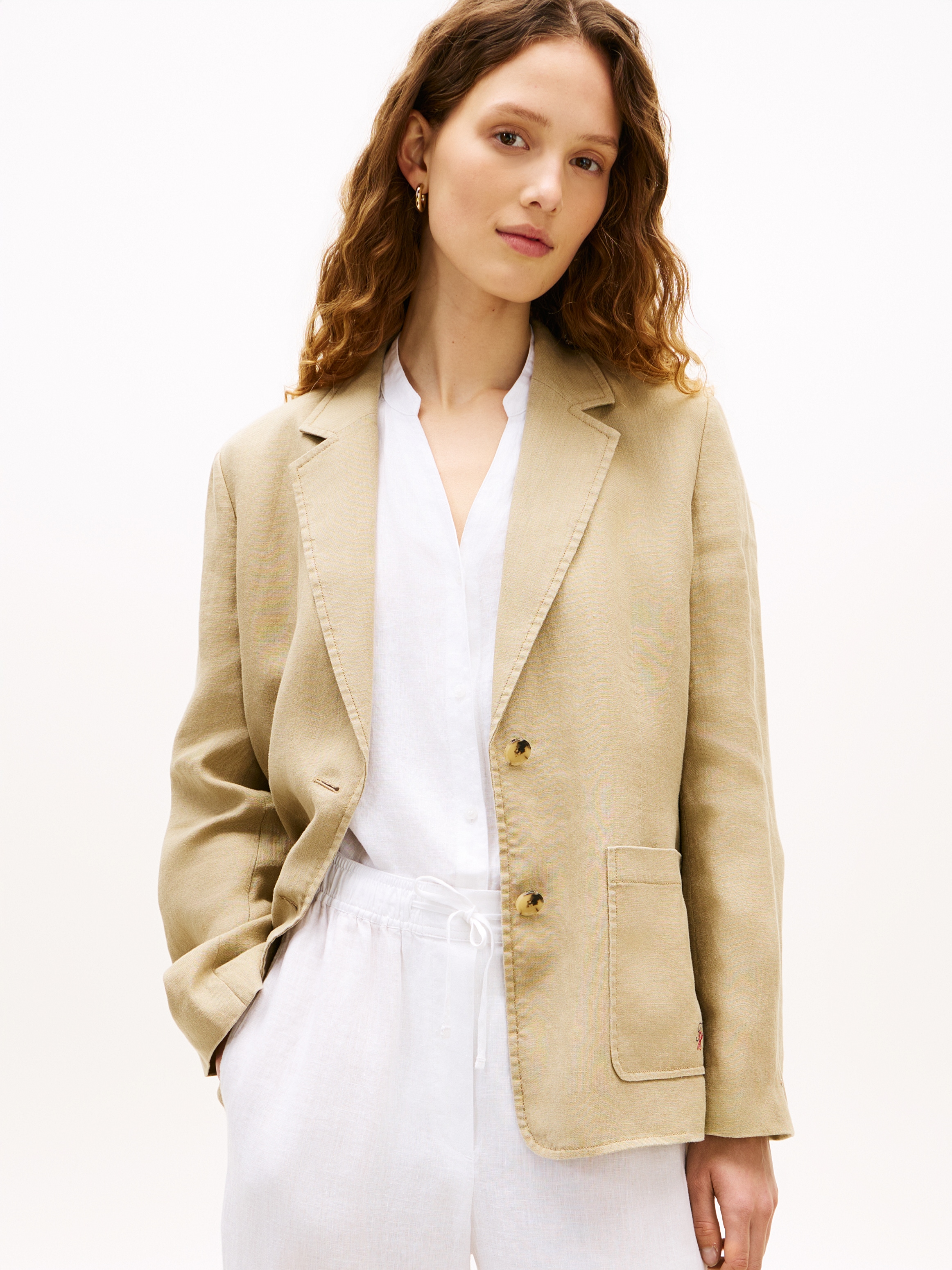 Tommy Hilfiger Kurzblazer »NEW ESS LINEN REG SB BLAZER« mit aufgesetzten Taschen