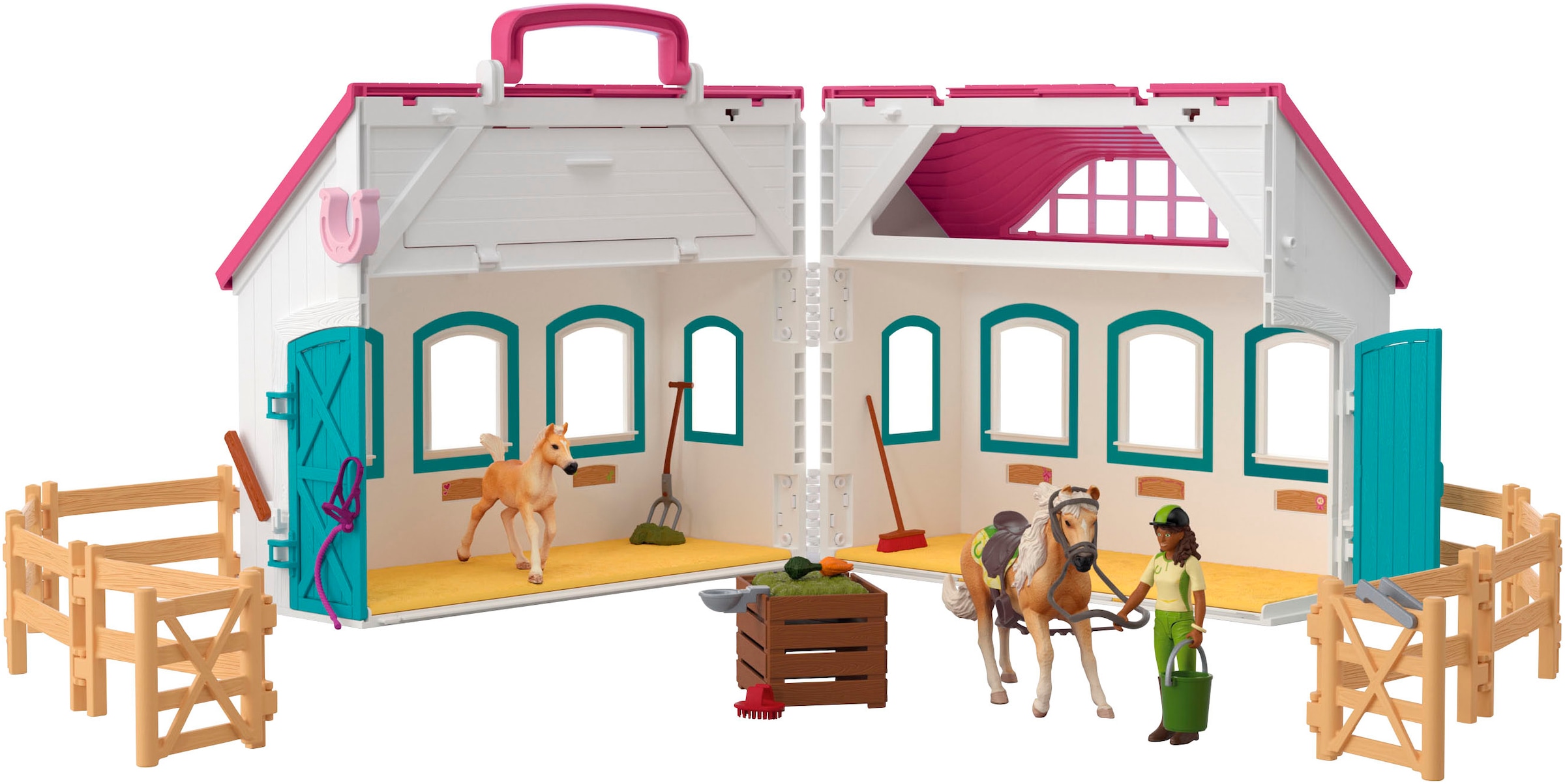 Schleich® Spielwelt »HORSE CLUB, Offenstall -Kleines Hufeisen (42703)«, Made in Europe