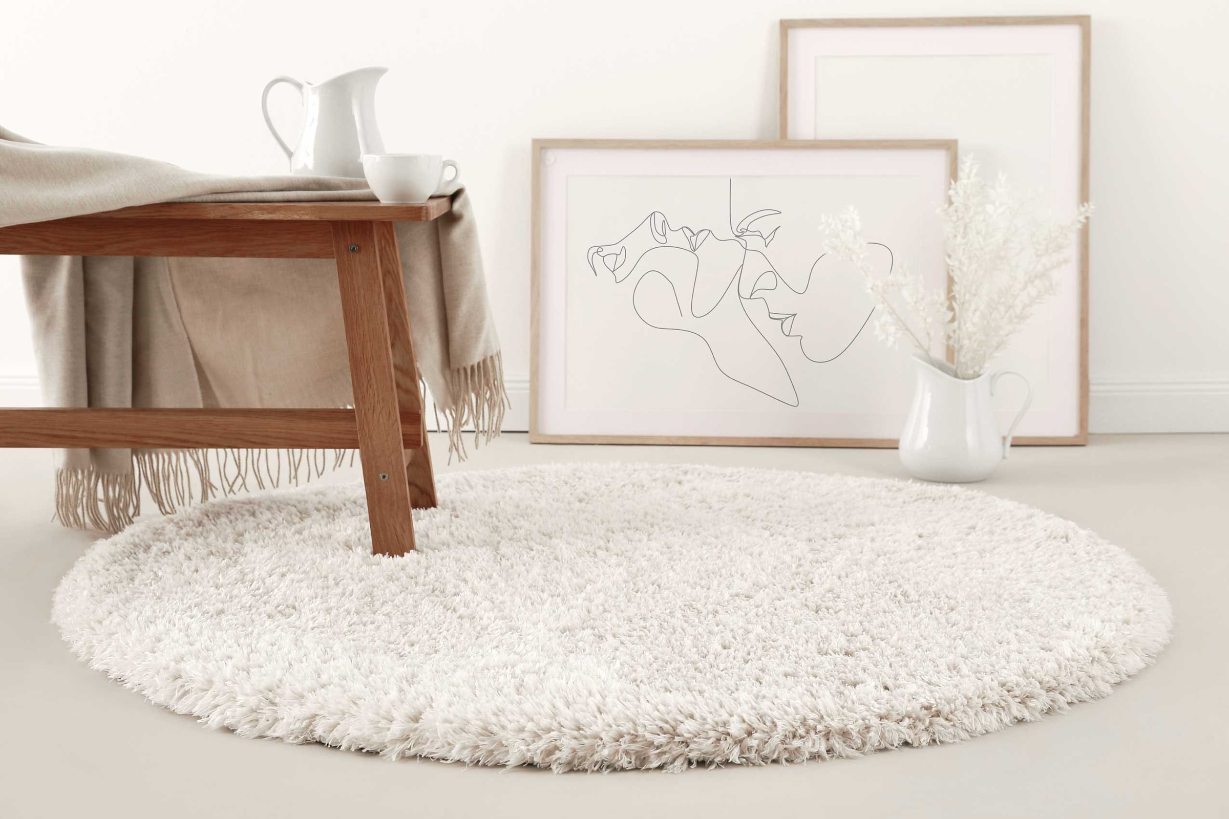 Homie Living Hochflor-Teppich »Matteo HL-0961«, rund, 50 mm Höhe, 100% recyceltem PET, Langflor, Shaggy, Wohnzimmer
