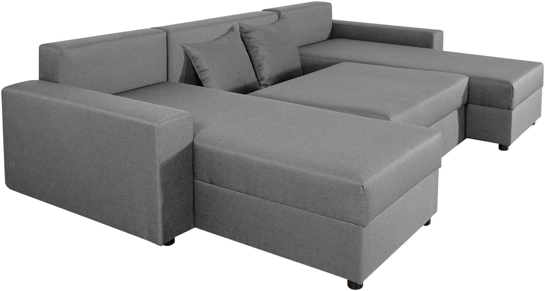 COLLECTION AB Wohnlandschaft »Pico U-Form, Breite 252, mit Armlehne Schlaffunktion, Bettkasten«, Wohnlandschaft,2 X Ottomane,Polyätherschaum Polsterung