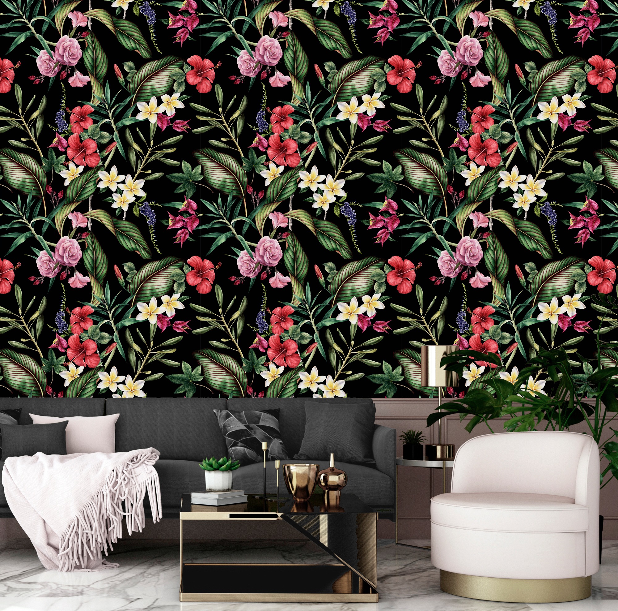 queence Vinyltapete »Lene« Motiv | bedruckt | botanisch | geblümt | gemustert | natürlich glatt 90x250cm, selbstklebend, kinderleichte Anbringung, , Sticker