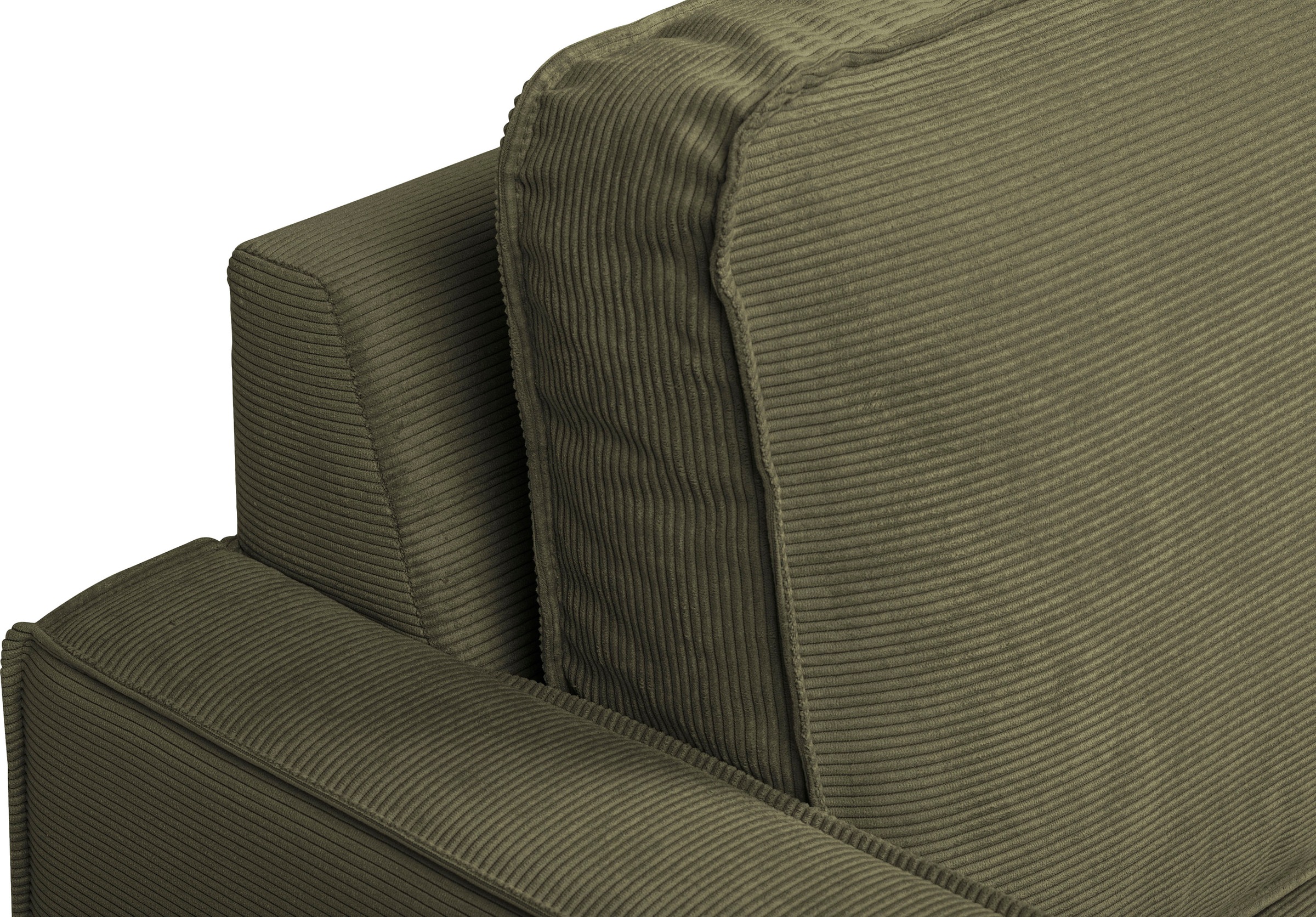 Places of Style Ecksofa »Pinto, 290 cm, Cord, Chenille, Lederoptik, Ottomane links / rechts«, mit Keder, schwarze Metallfüße, Wellenunterfederung
