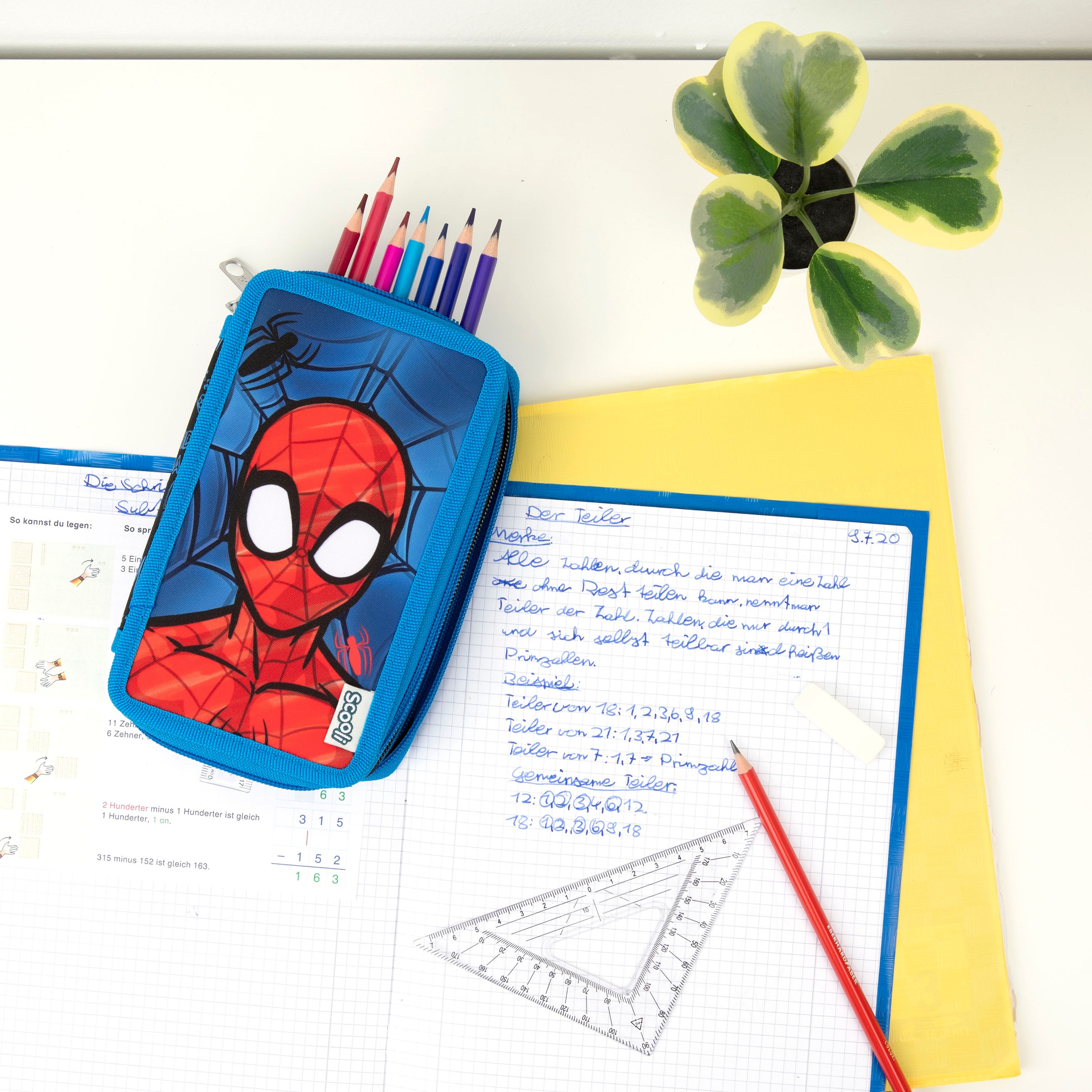 Scooli Federmäppchen »Tripledecker, Spider-Man«, befüllt, inklusive Geodreieck