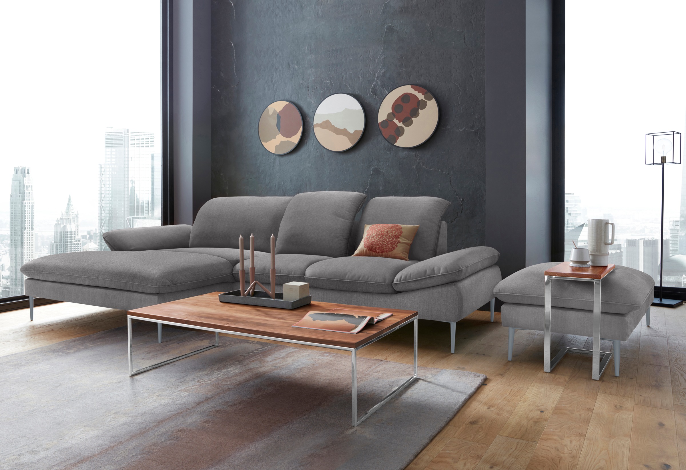 W.SCHILLIG Hocker »enjoy&MORE«, Füße silber matt, Breite 106 cm