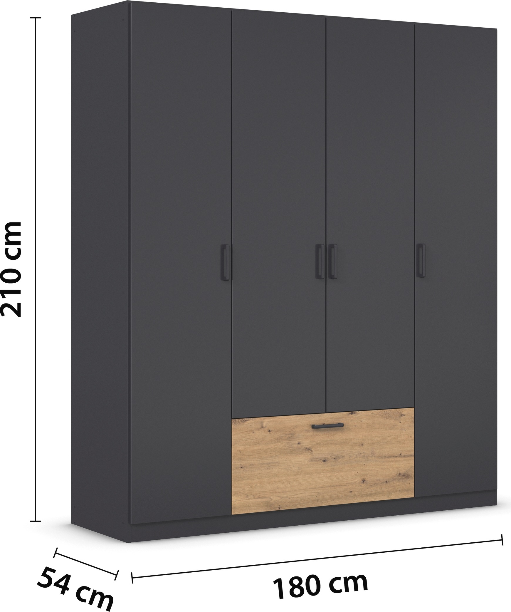 rauch Drehtürenschrank »Kleiderschrank Schrank Garderobe Wäscheschrank BARI«, mit Schubasten mittig, moderner Griff in Graumetallic MADE IN GERMANY