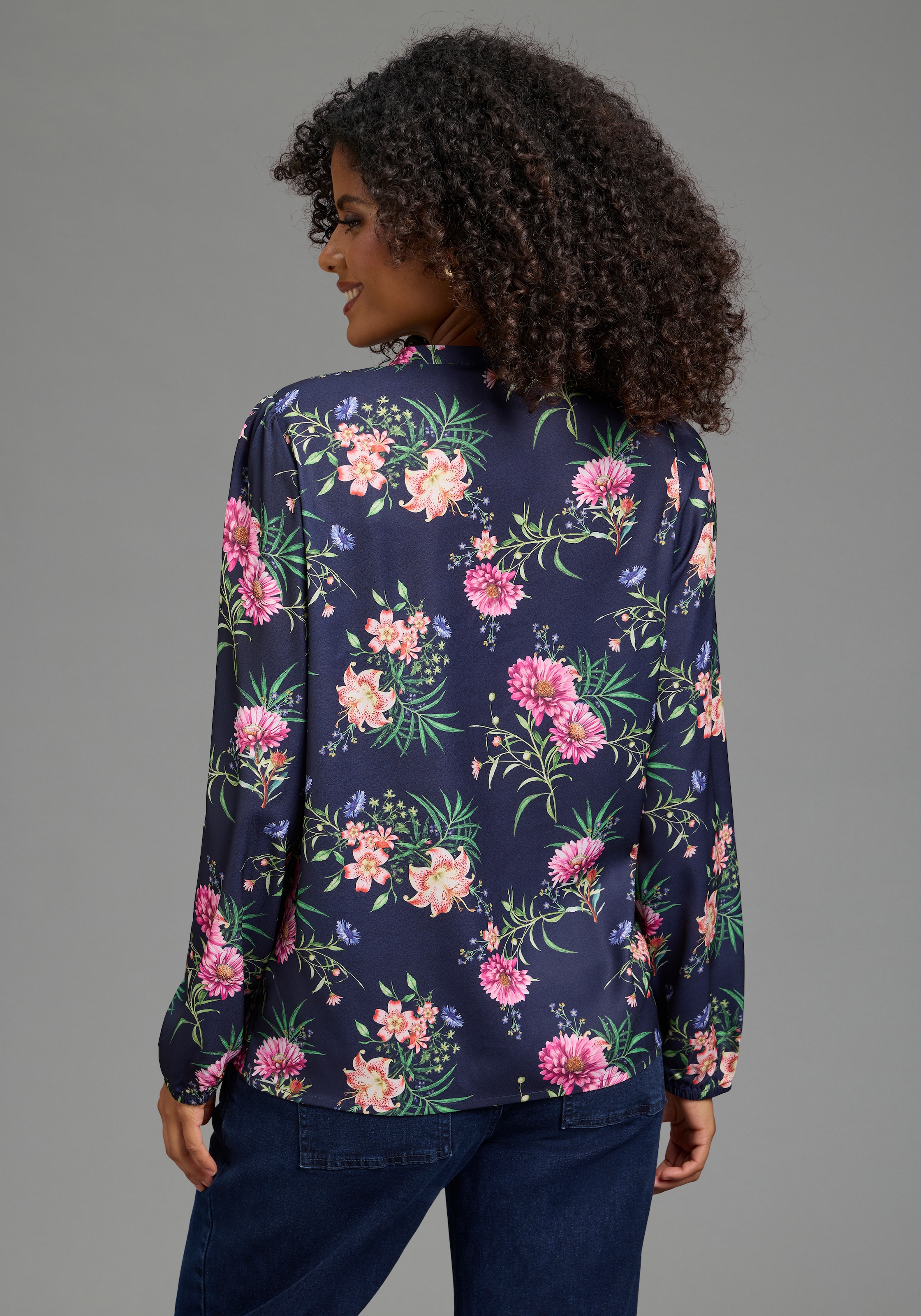 Laura Scott Druckbluse femininer Stil, leicht glänzend, aus Polyester