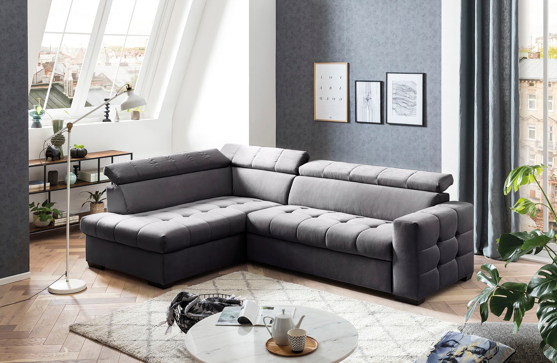 exxpo - sofa fashion im Steppung mit Sitzbereich, »Otusso«, Wahlweise Bettkasten Ecksofa Bettfunktion und Raten auf bestellen