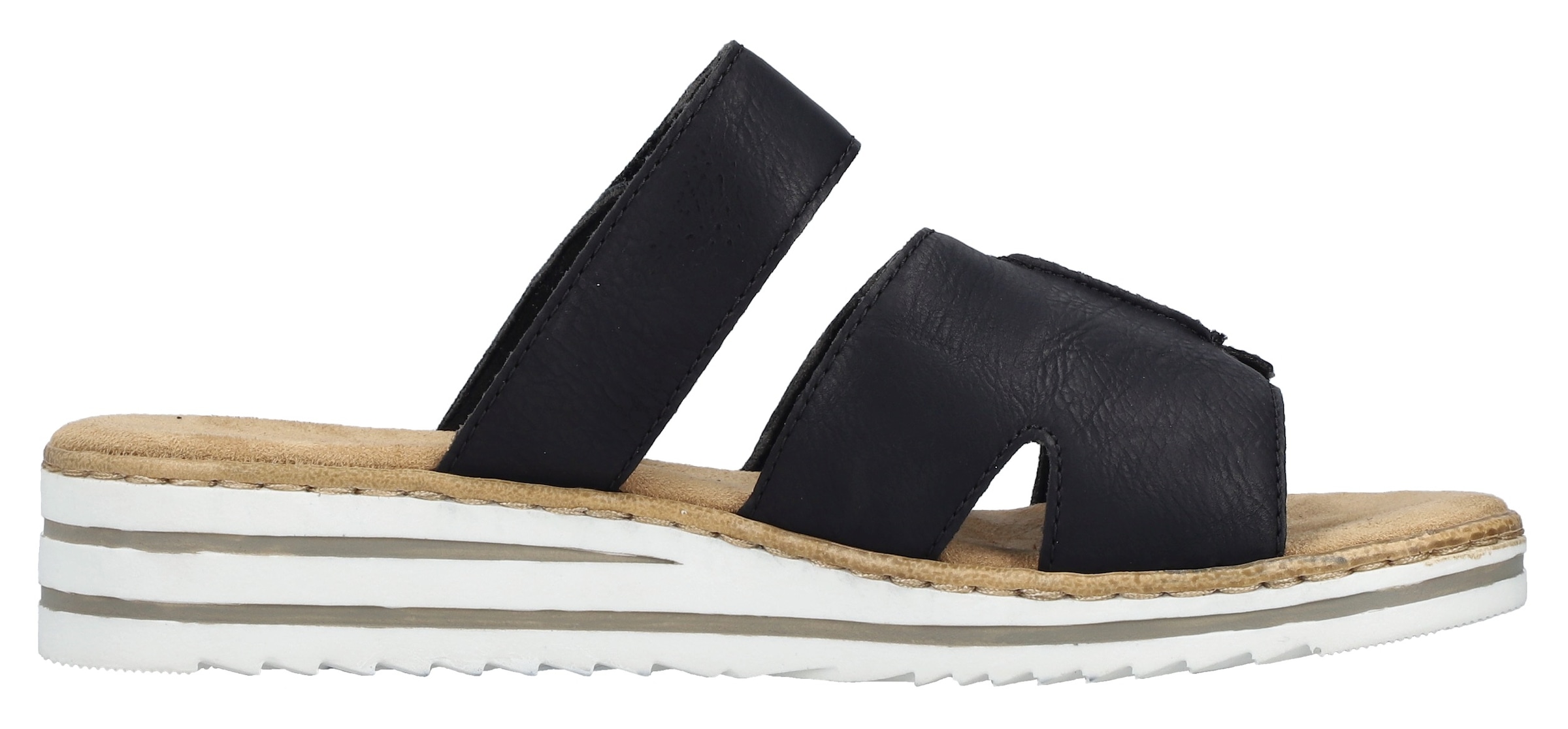 Rieker Pantolette, Sommerschuh, Keilabsatz, Hausschuh, Schlappen mit softer Innensohle