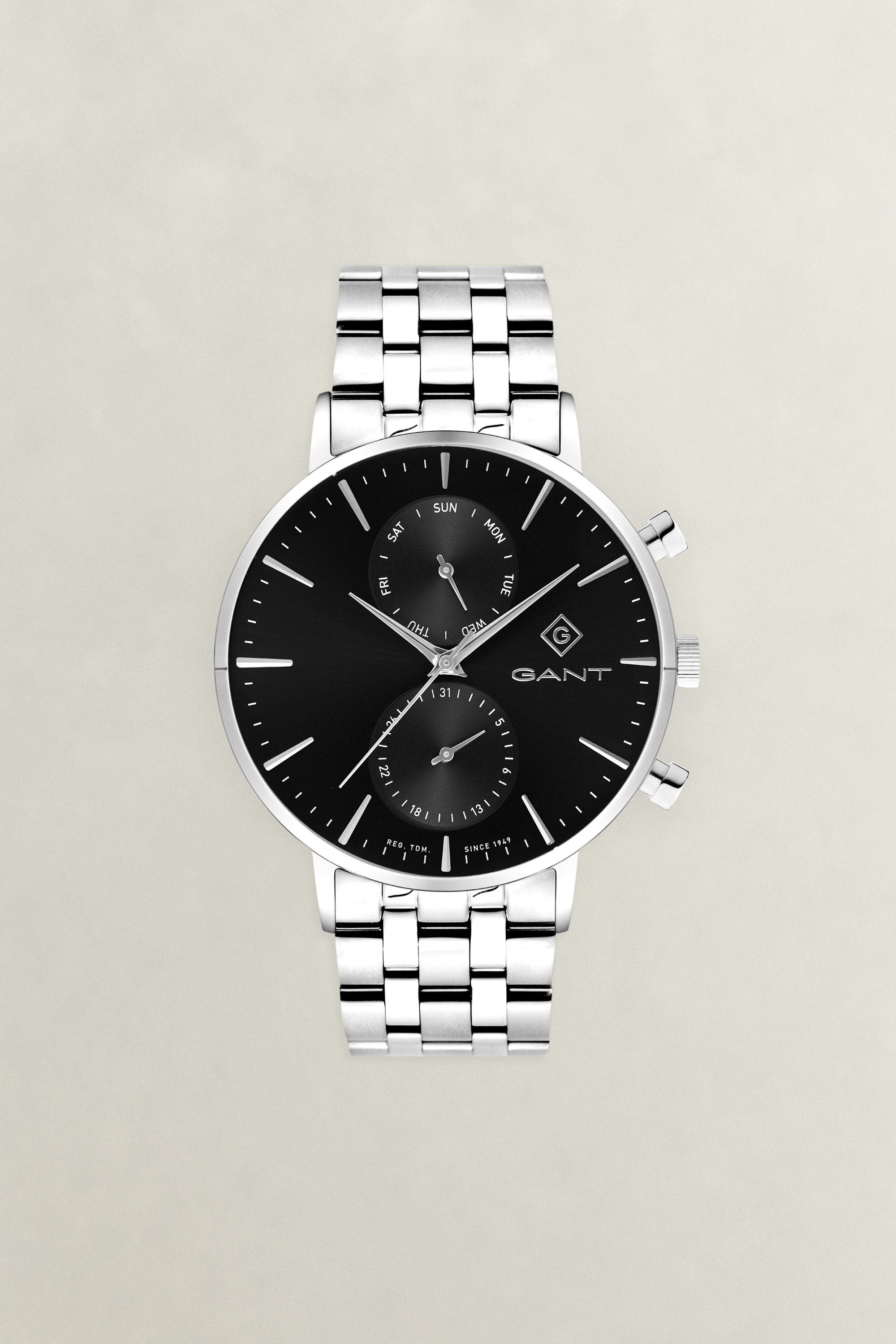 Gant Quarzuhr »Park Hill Day« Armbanduhr, Herrenuhr, Edelstahlarmband, analog, Tag, Wochentag
