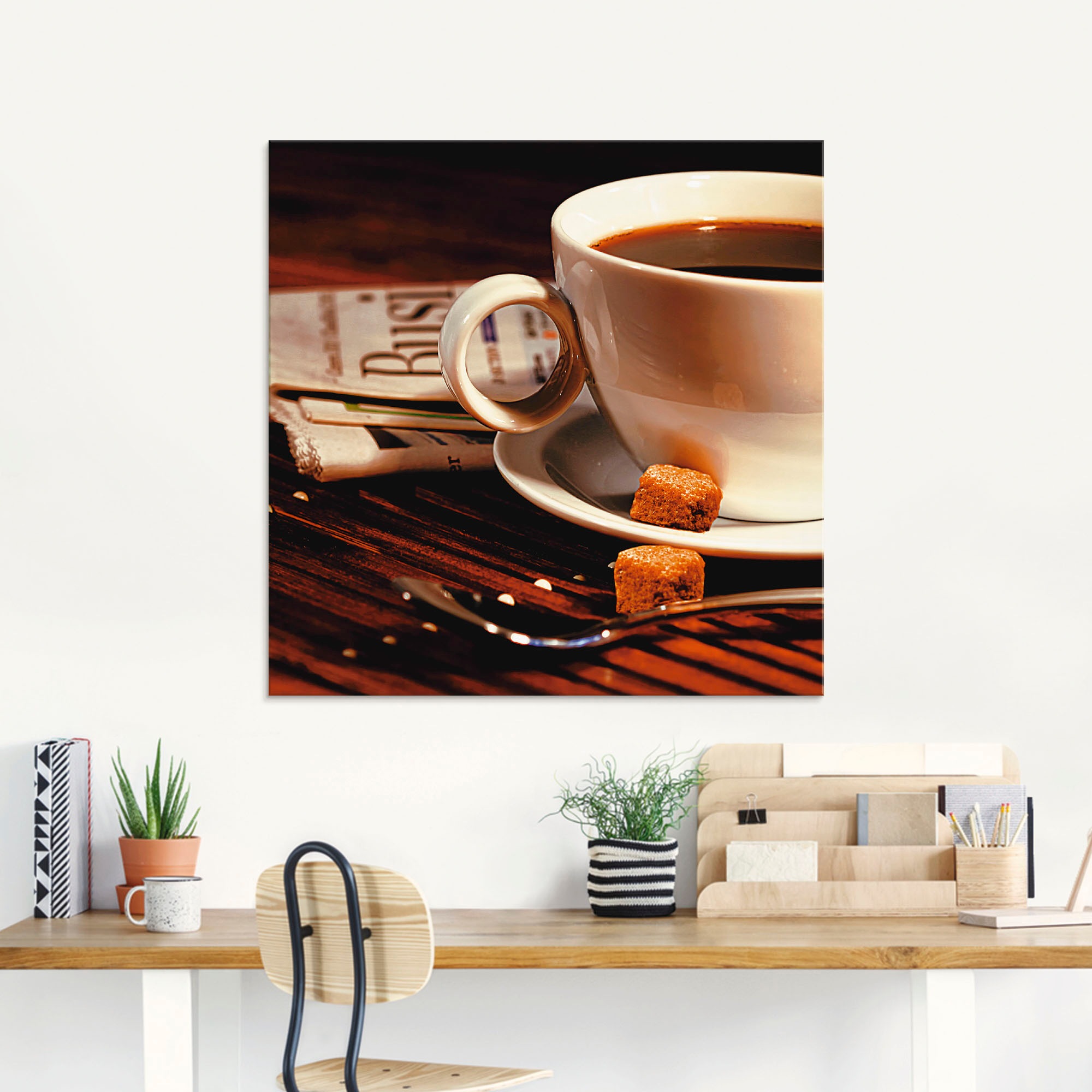 Artland Glasbild »Kaffeetasse und Zeitung«, Getränke, (1 St.), in verschiedenen Größen