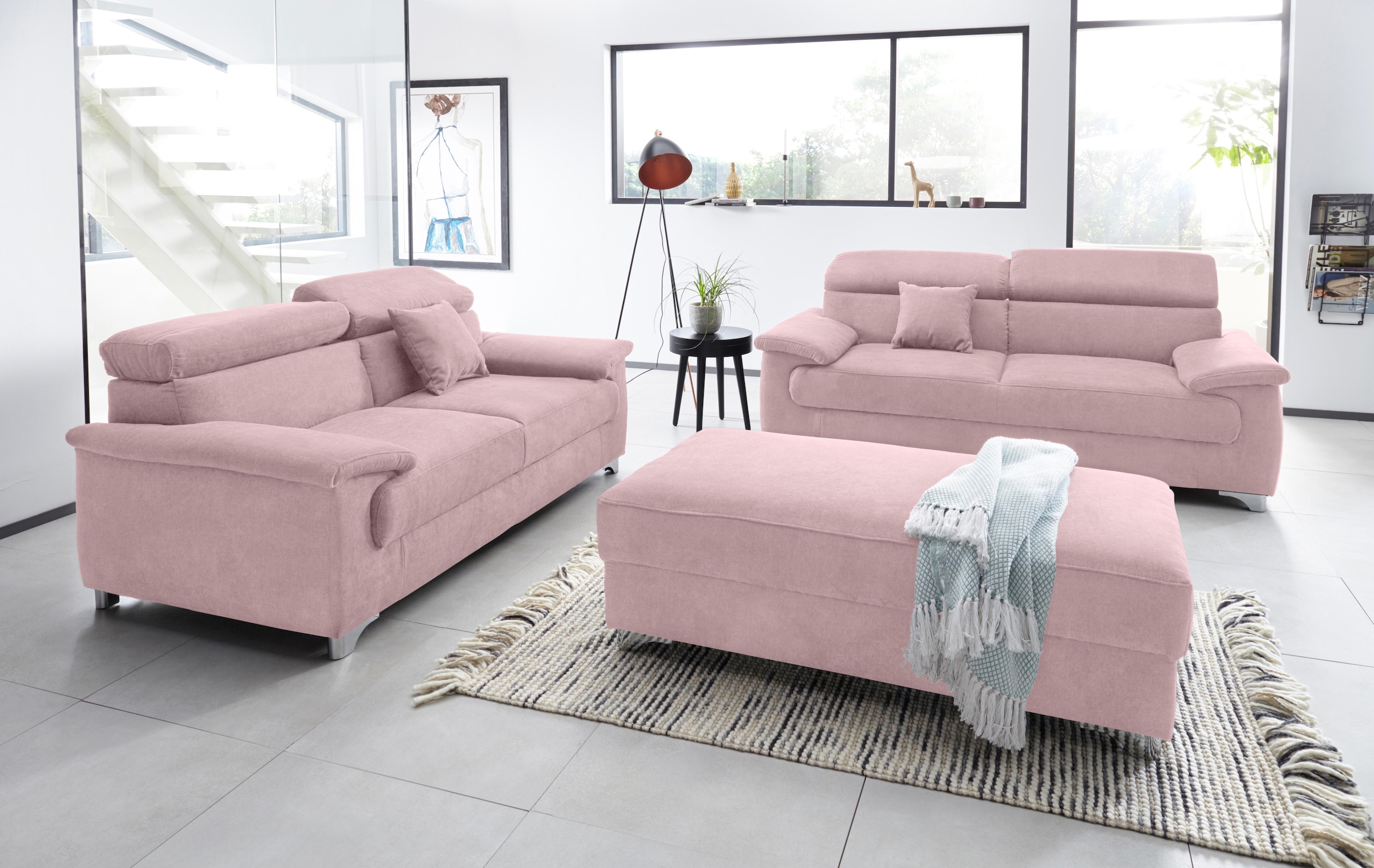 DOMO collection 2-Sitzer »Mira inklusive Kopfteilverstellung für mehr Wohlfühlkomfort«, elegant und modern, komfortabel, frei im Raum stellbar