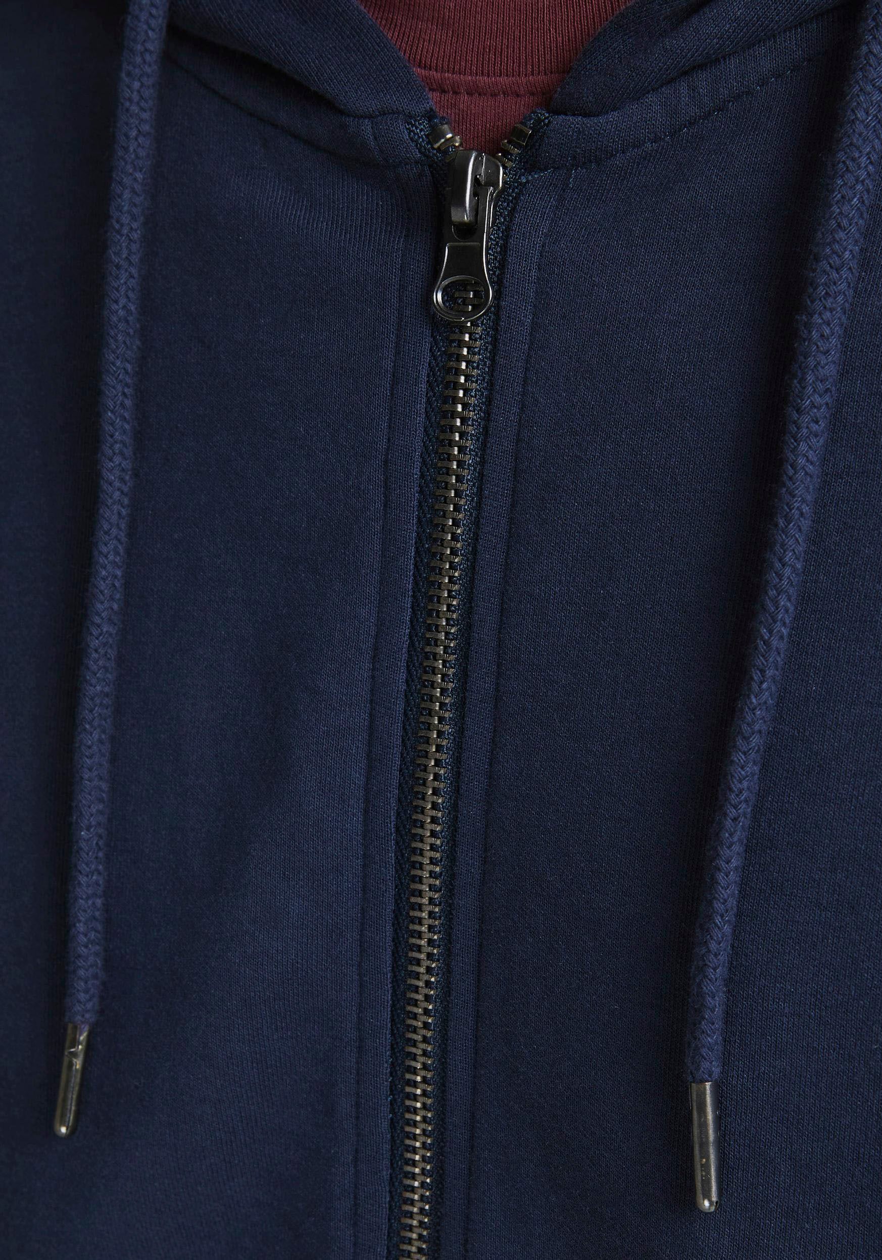 Jack & Jones Kapuzensweatjacke »JJEBASIC Hoodie mit Rippbündchen und angenehmem Tragegefühl« unifarben, modisch, regular fit, Baumwollmischung, Rundhals