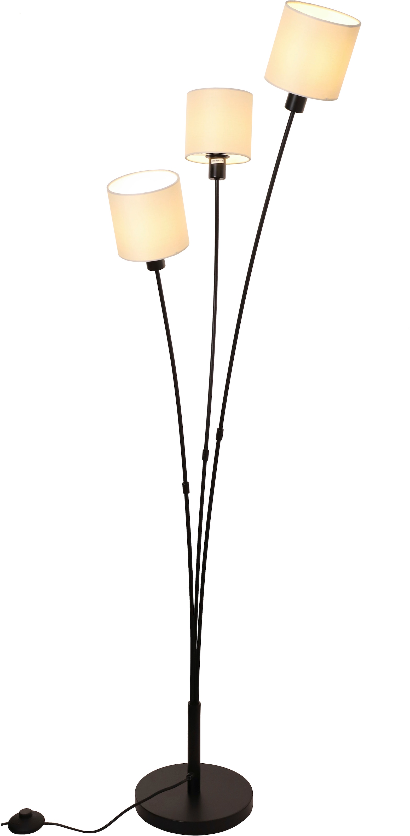 Home affaire Stehlampe »Ahrhütte«, 3 flammig, Leuchtmittel E14 | ohne Leuchtmittel, Stehlampe, 3-flammig mit Leinenschirmen, 148 cm hoch