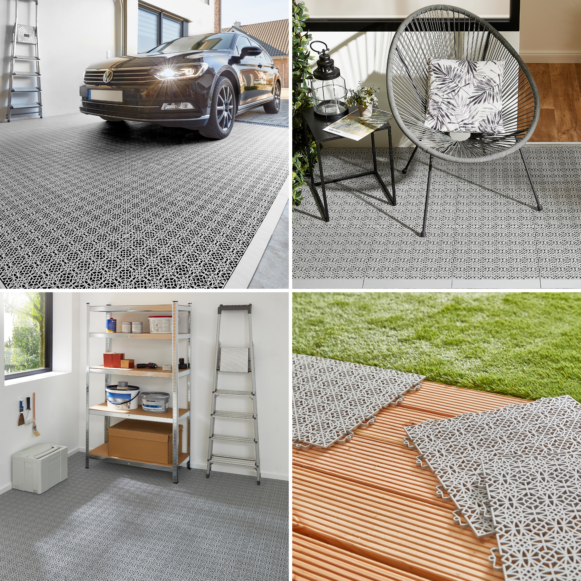 Andiamo Kunststoff-Fliesen »Terra Sol, Terrassenfliesen, wetterfest, Made in Switzerland« Set, erhältlich mit 7 Stück (1 qm), 14 Stück (2 qm) oder 35 Stück (5 qm), 7 Stk. tlg. Klickfliesen, 38x38 cm, Balkon Bodenbelag, UV-beständig