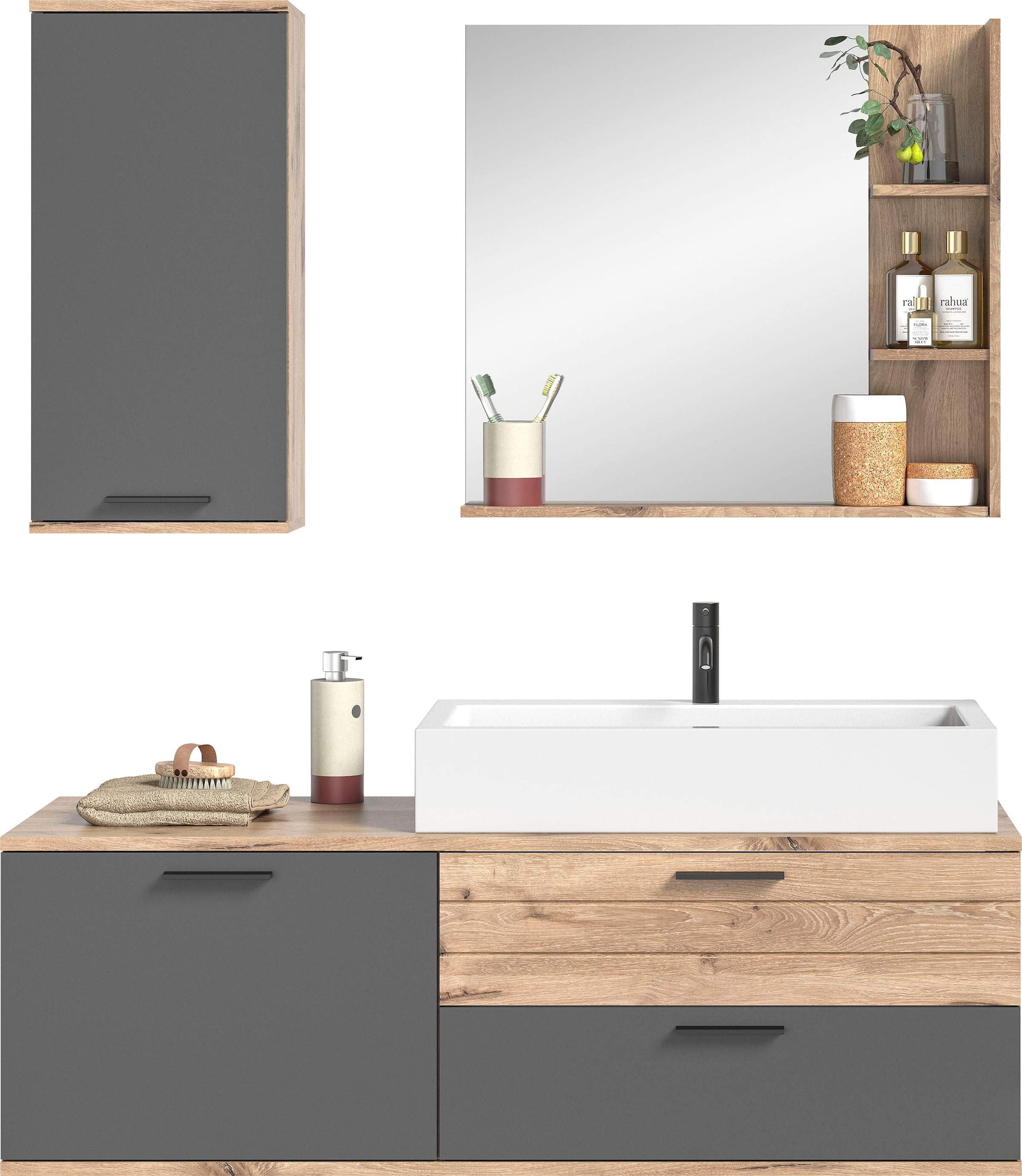 INOSIGN Badmöbel-Set »Riga, 3 teilig, inklusive Keramik-Aufsatzwaschbecken, günstig online kaufen