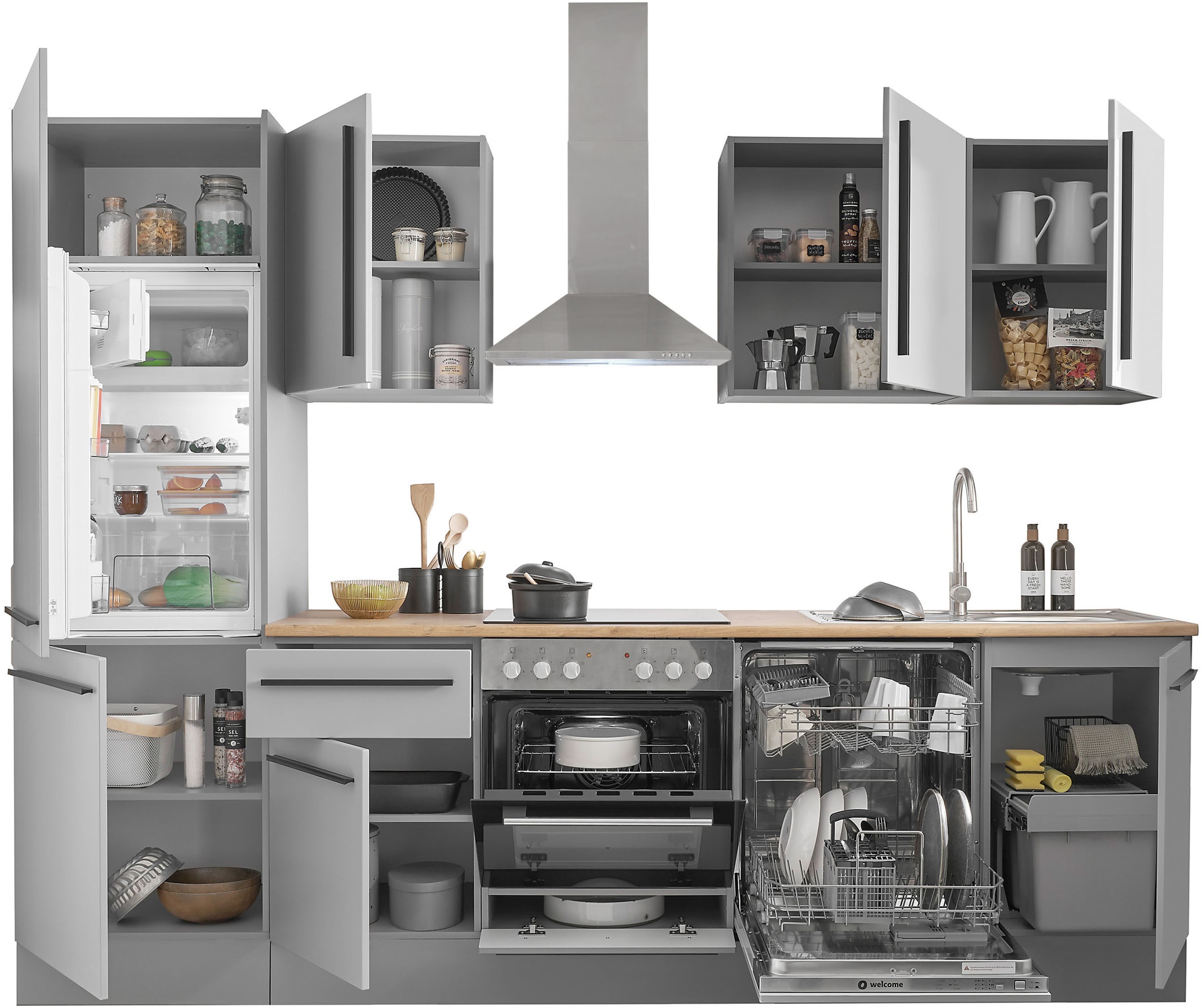 BASIC by Balculina Winkelküche »Denver, Küche BxHxT 280 x 211 x 60«, Breite 280 cm, wahlweise mit E-Geräten und Induktion