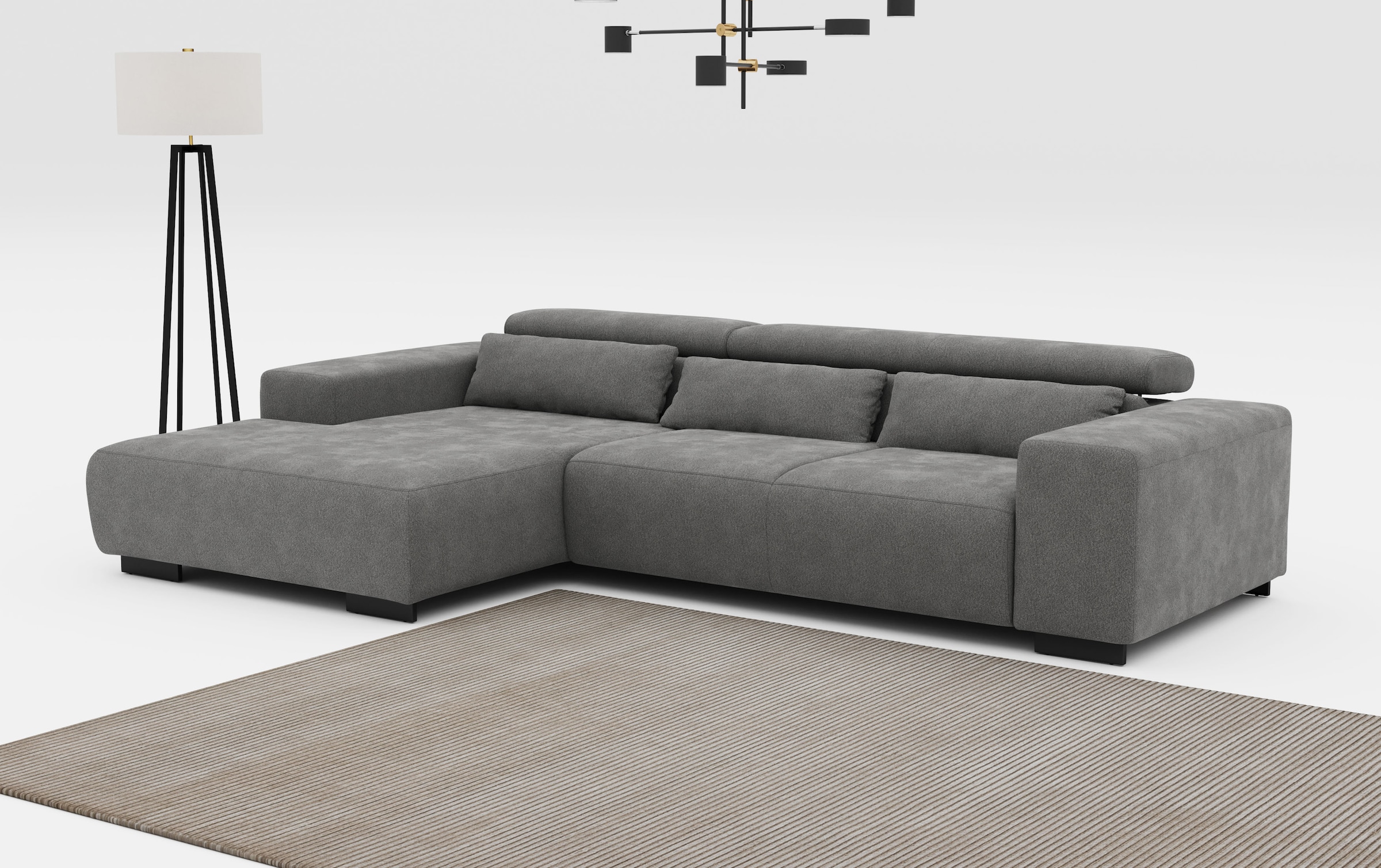 COTTA Ecksofa "Side L-Form, mit Kopfteilverstellung & 3 Nierenkissen" optio günstig online kaufen