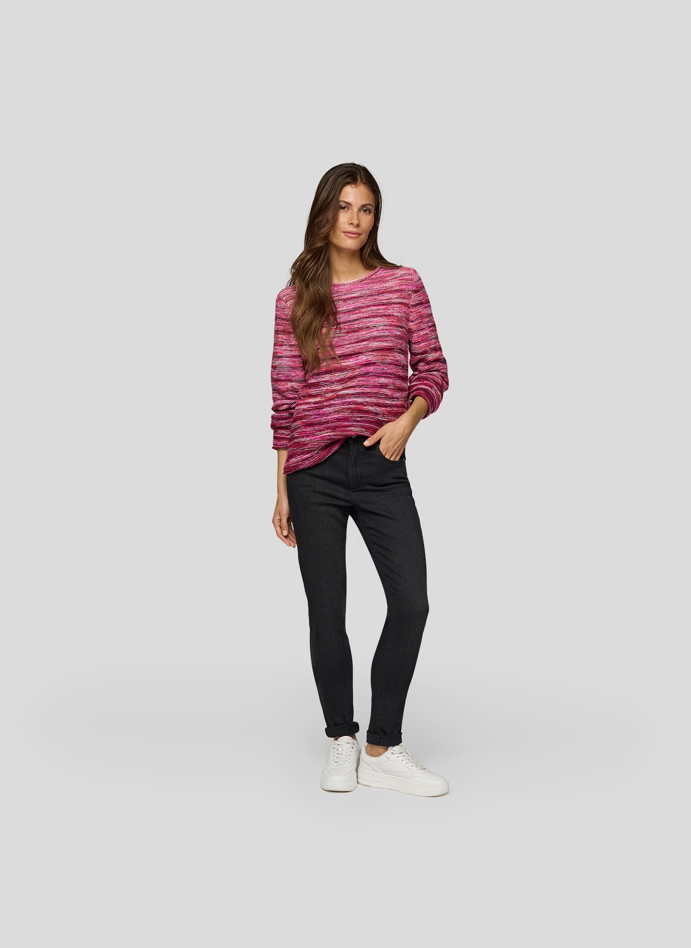 Rabe Rundhalspullover mit intarsien Print