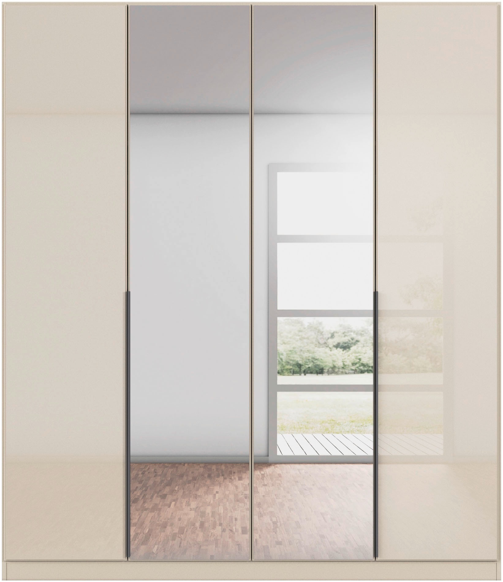 rauch Drehtürenschrank »Kleiderschrank Kleiderschränke Schrank Garderobe AGORDO mit Glasfront«, (in zwei Griff-Farben), durchdachte Innenausstattung, in 6 Breiten und 2 Höhen MADE IN GERMANY