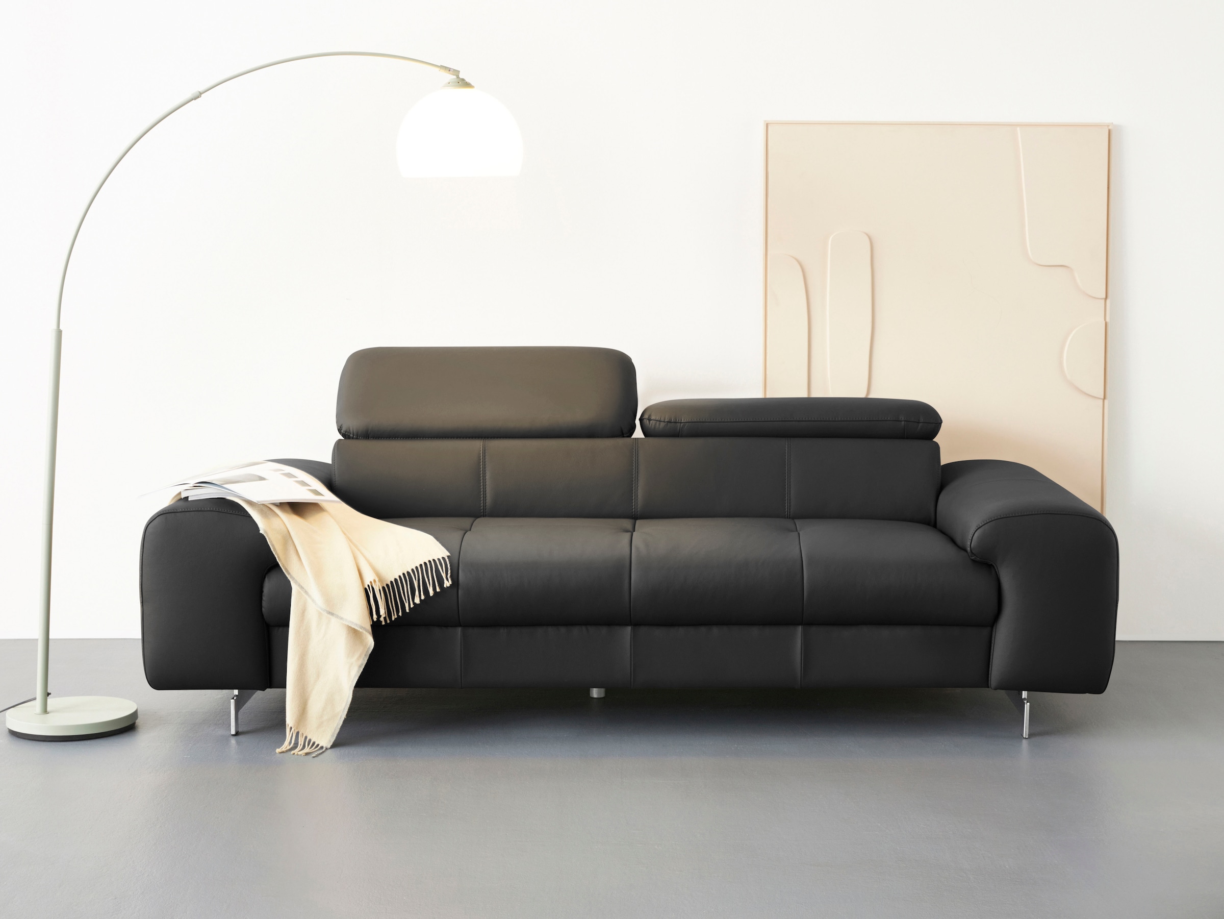 COTTA 3-Sitzer "Chef" Big-Sofa mit Kopfteilverstellung, edle Metallkufen günstig online kaufen