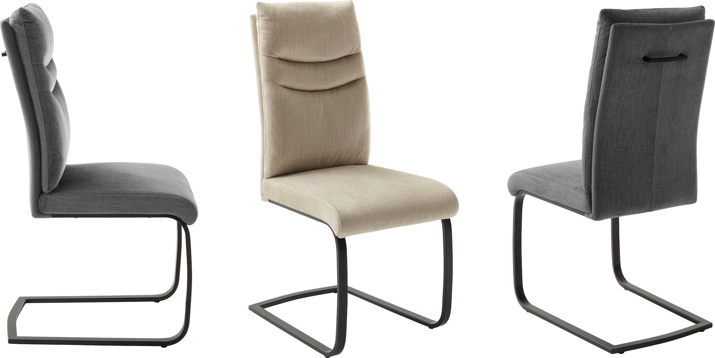 MCA furniture Freischwinger »Gibara Schwingstuhl 2er Set«, (Set), 2 St., Veloursstoff, Esszimmerstuhl,Nosag Federung im Sitz,Flachrohr,Belastbarkeit 140 kg