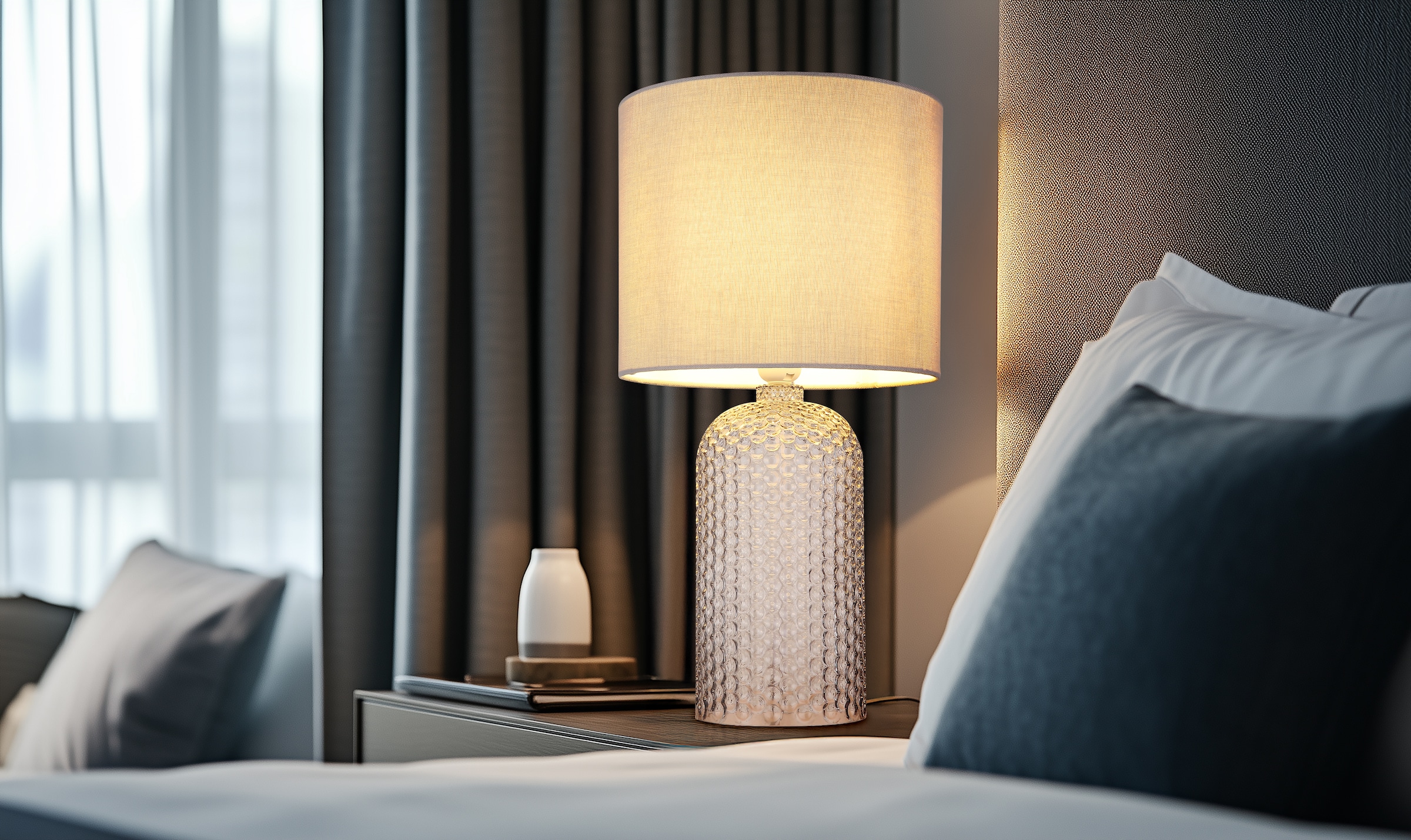 GLOBO LIGHTING Tischleuchte »SOFIA«, Leuchtmittel E27 | ohne Leuchtmittel, Tischlampe/grau/Wohnzimmer/Flur/Schlafzimmer