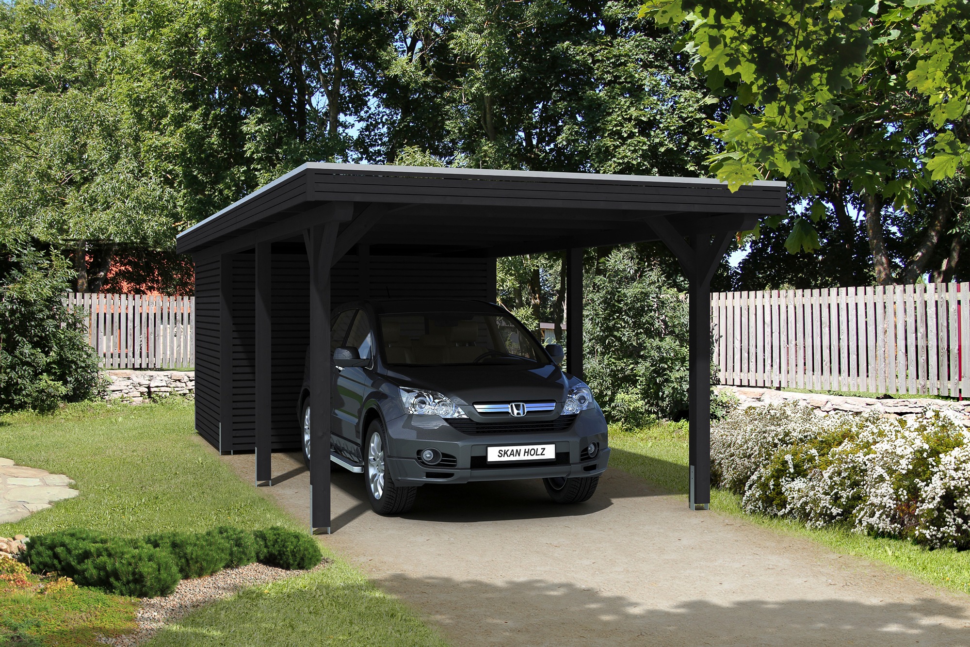 Skanholz Einzelcarport »Spessart« Massivholz 291 cm Anthrazit günstig online kaufen