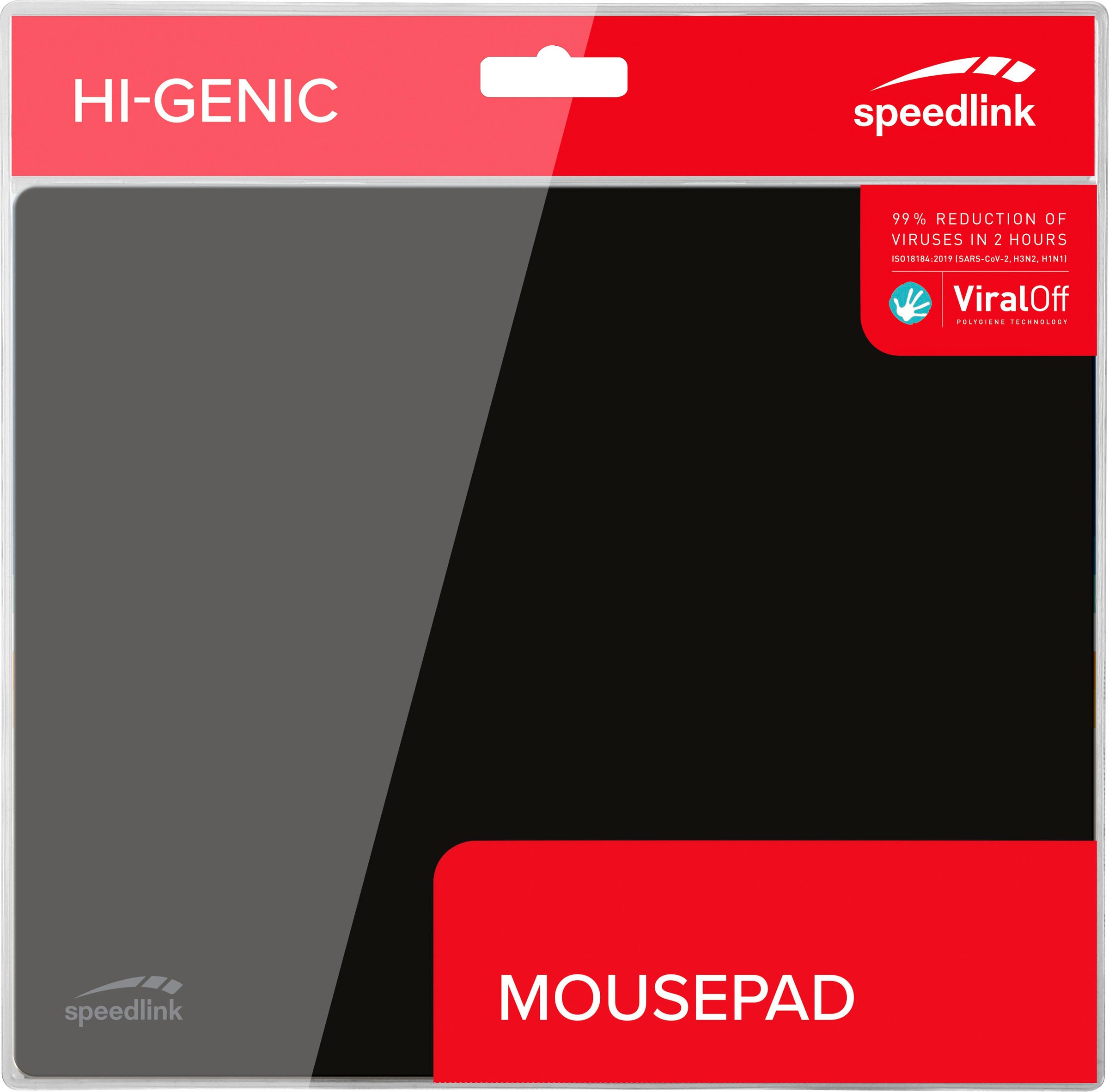 Speedlink Mauspad »HI-GENIC antiviral, schwarz«, mit antimikrobieller Beschichtung, Rutschfeste Unterseite