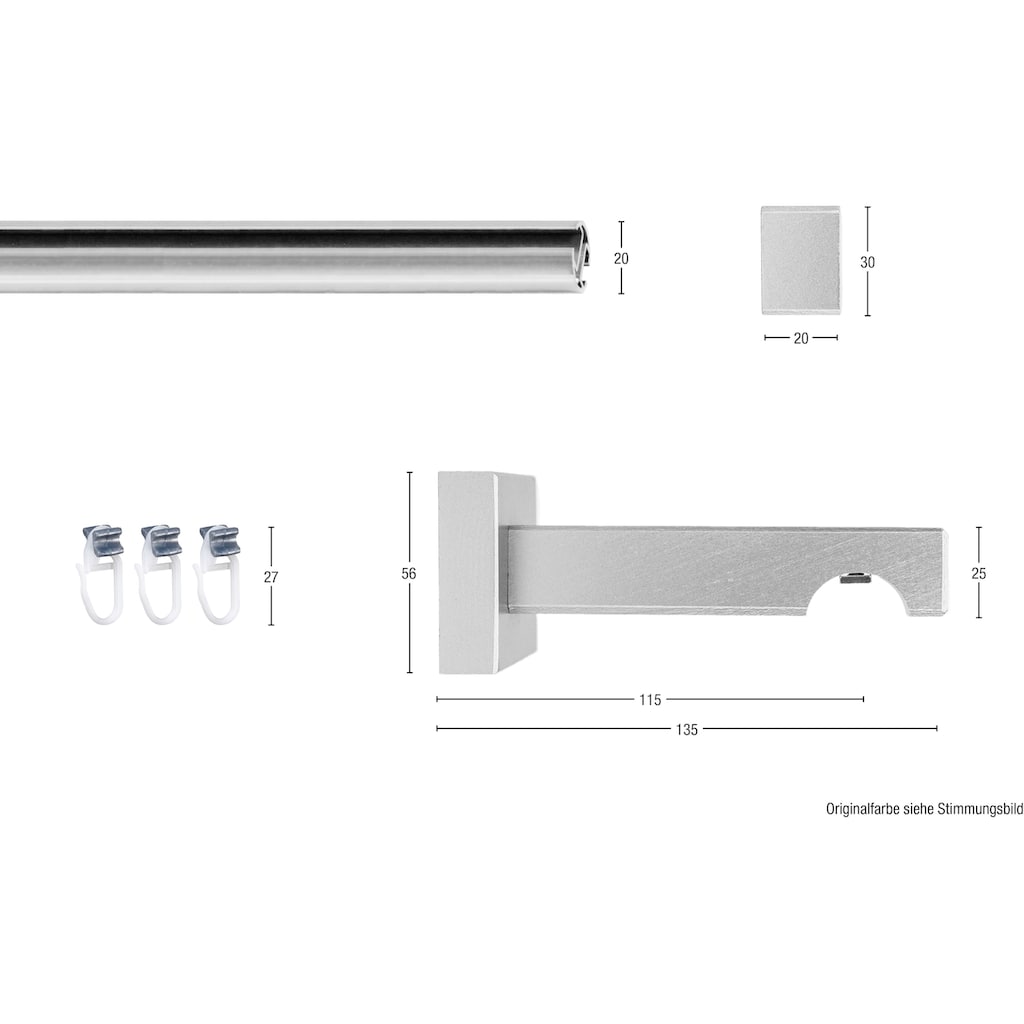 GARESA Gardinenschiene »Cubus, Quad Innenlauf«, 1 läufig-läufig, Wunschmaßlänge, Innenlauf-Vorhanggarnitur, verlängerbar, Holz-Aluminium