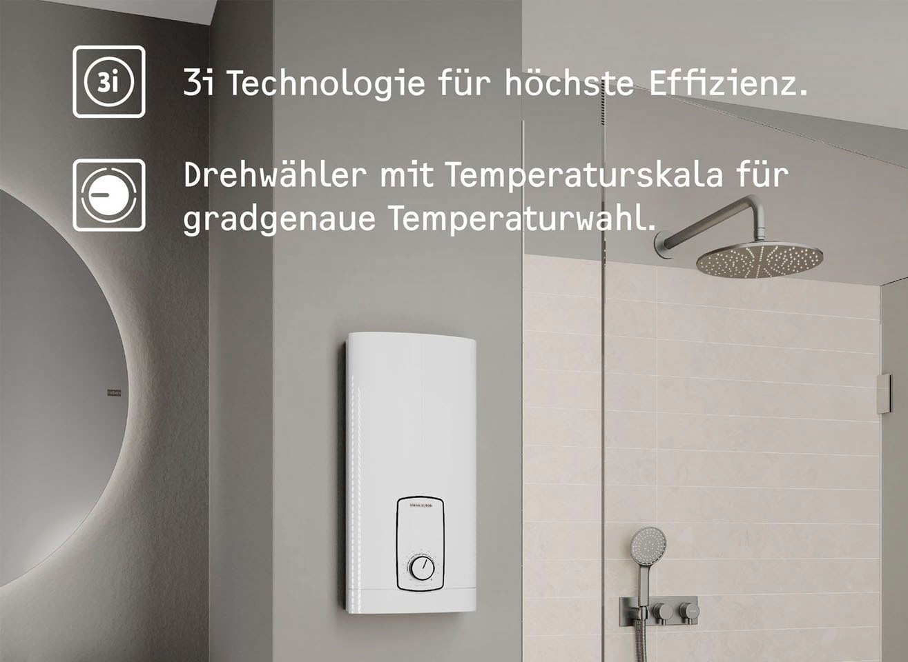 STIEBEL ELTRON Komfort-Durchlauferhitzer »DHB 18/21/24 ST Trend, gradgenaue Temperaturwahl«, 3i Technologie für konstante Warmwassertemperatur