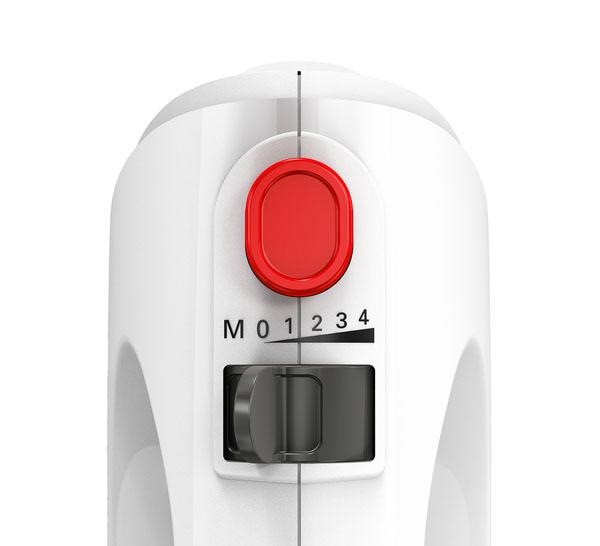 BOSCH Handmixer »CleverMixx MFQ2600W, Edelst. Besen/Knethaken, 4 Stufen, Ständer, weiß«, 375 W, Turbotaste, leichtes Gehäuse, Made in Europe