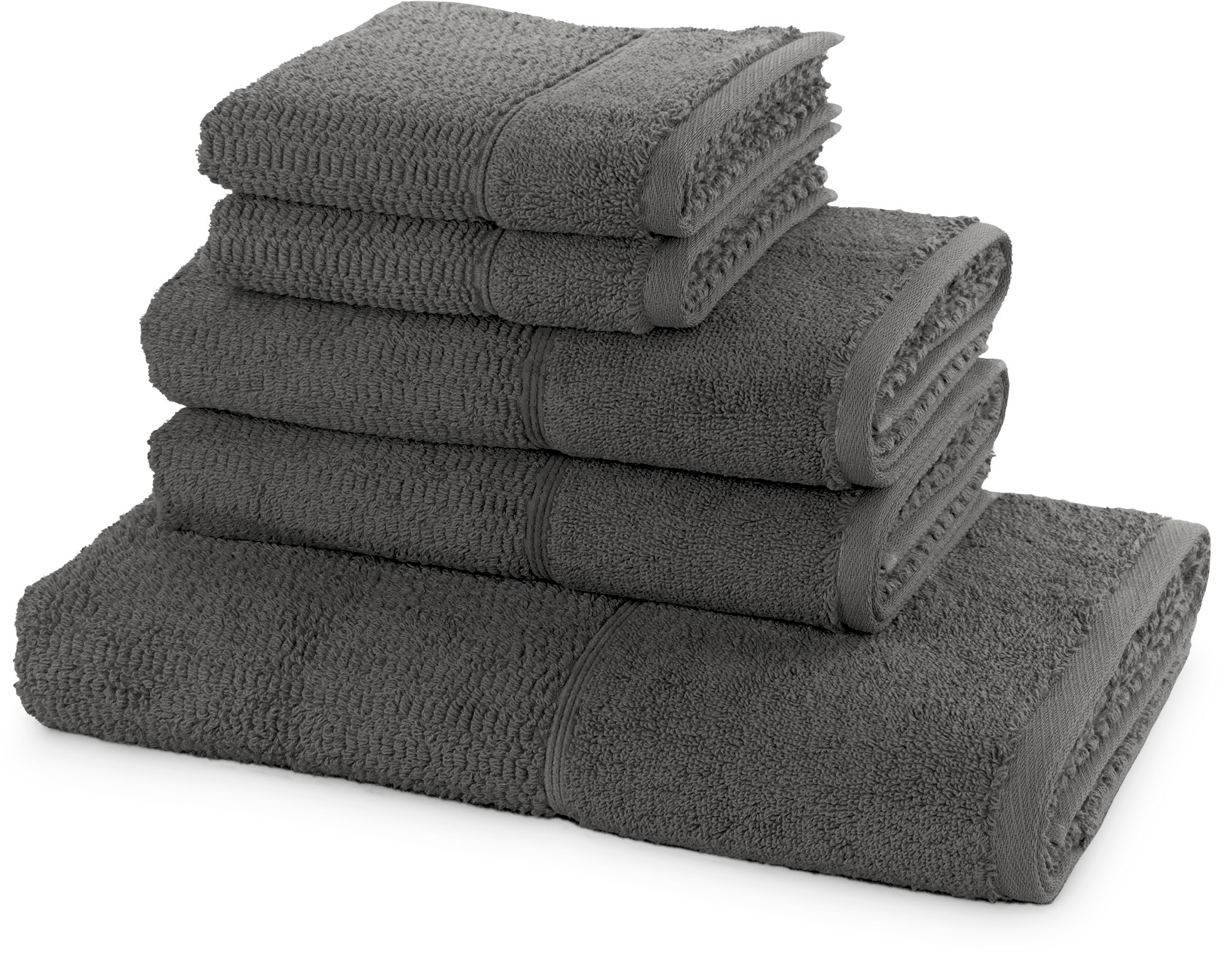 Möve for frottana Handtuch Set »Pearl« 5tlg.-Set 2xGästehandtuch 30/50,2xHandtuch 50/100,1xBadetuch 67/140 grau Obermaterial: 100% Baumwolle 