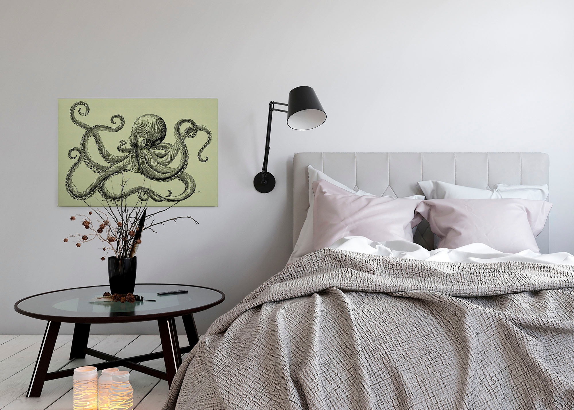 A.S. Création Leinwandbild »jules 3«, Kunst-Tiere-Kinder, (1 St.), Keilrahmen Octopus Krake Grün Schwarz Leinwand-Bild Wohnzimmer modern