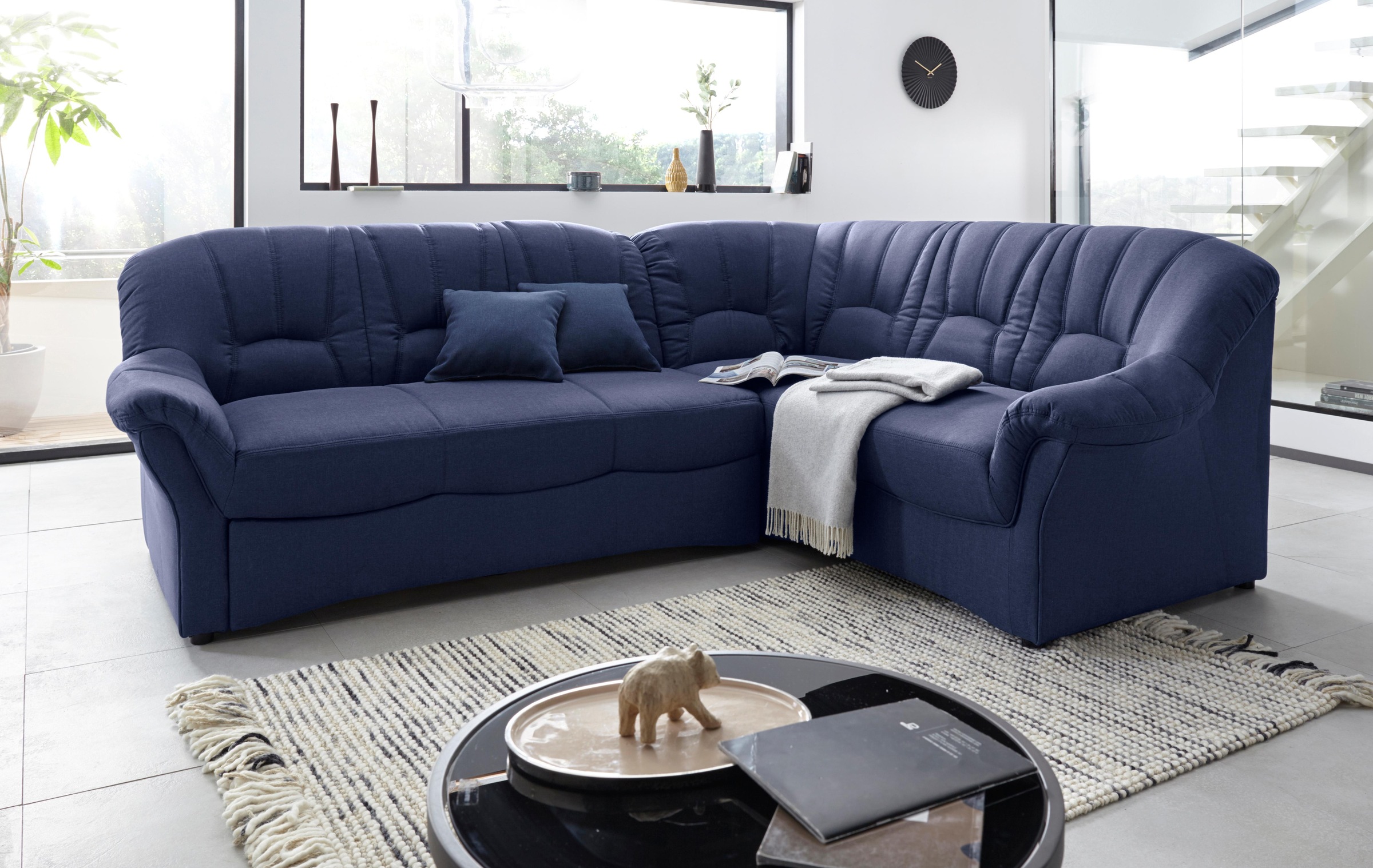 DOMO collection Ecksofa »Bahia, zeitlos und elegant, bequeme Armlehnen, L-F günstig online kaufen