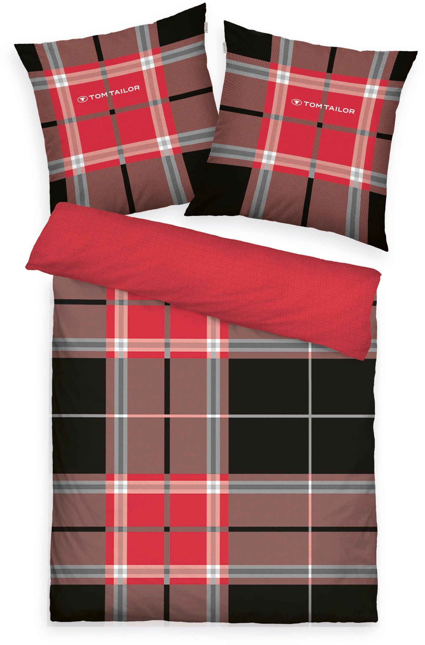 TOM TAILOR HOME Wendebettwäsche »Eric in Gr. 135x200 oder 155x220 cm«, mit Reißverschluss, mit GRATIS-Zugabe: Sportbeutel aus 100% Baumwolle