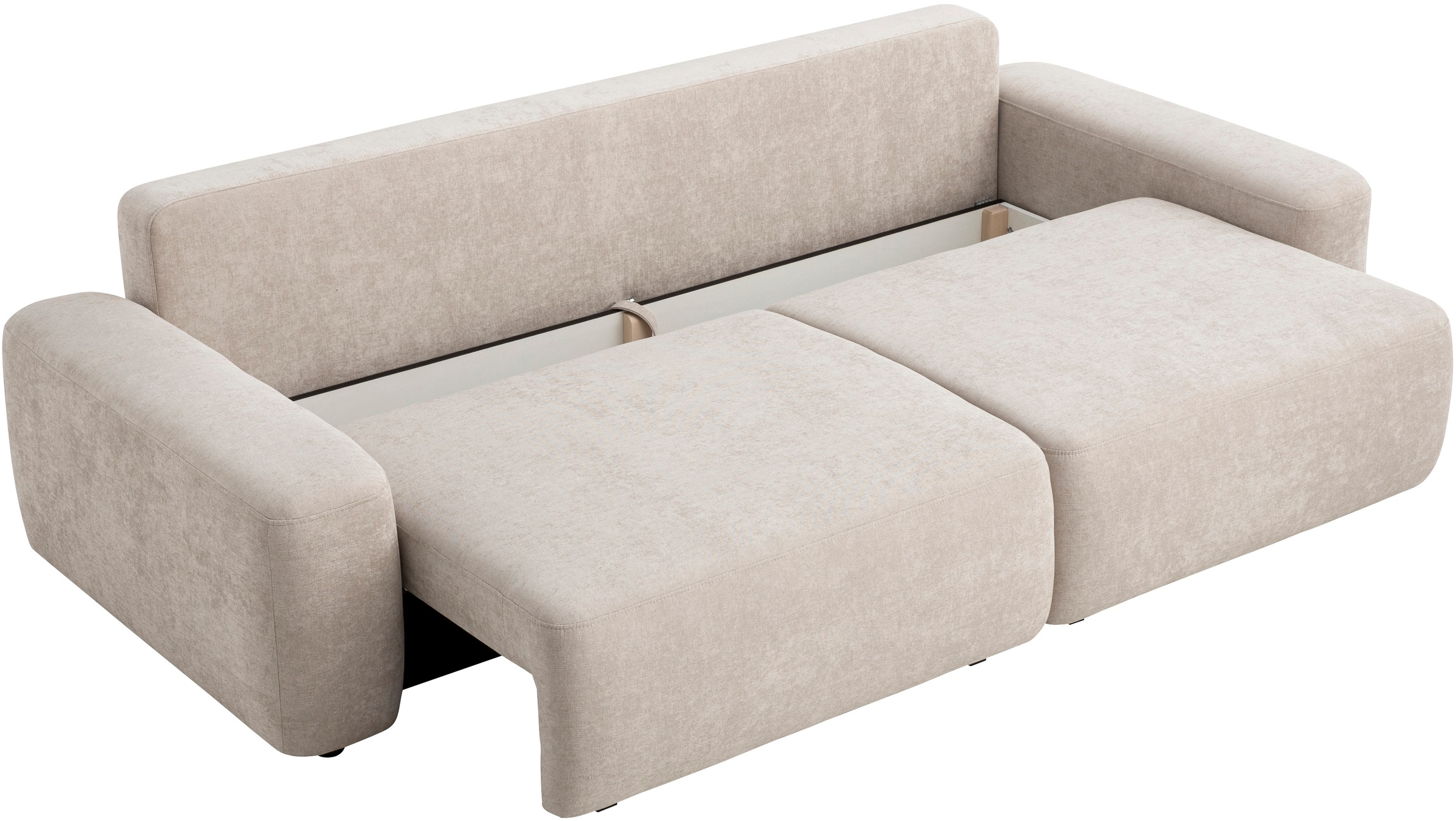 INOSIGN 3-Sitzer »TORGE (257cm), Sofa,Schlafsofa in Cord, Samtvelours, Struktur fein«, rundes Design, Schlaffunktion u. Bettkasten, Liegefläche: 135/200 cm