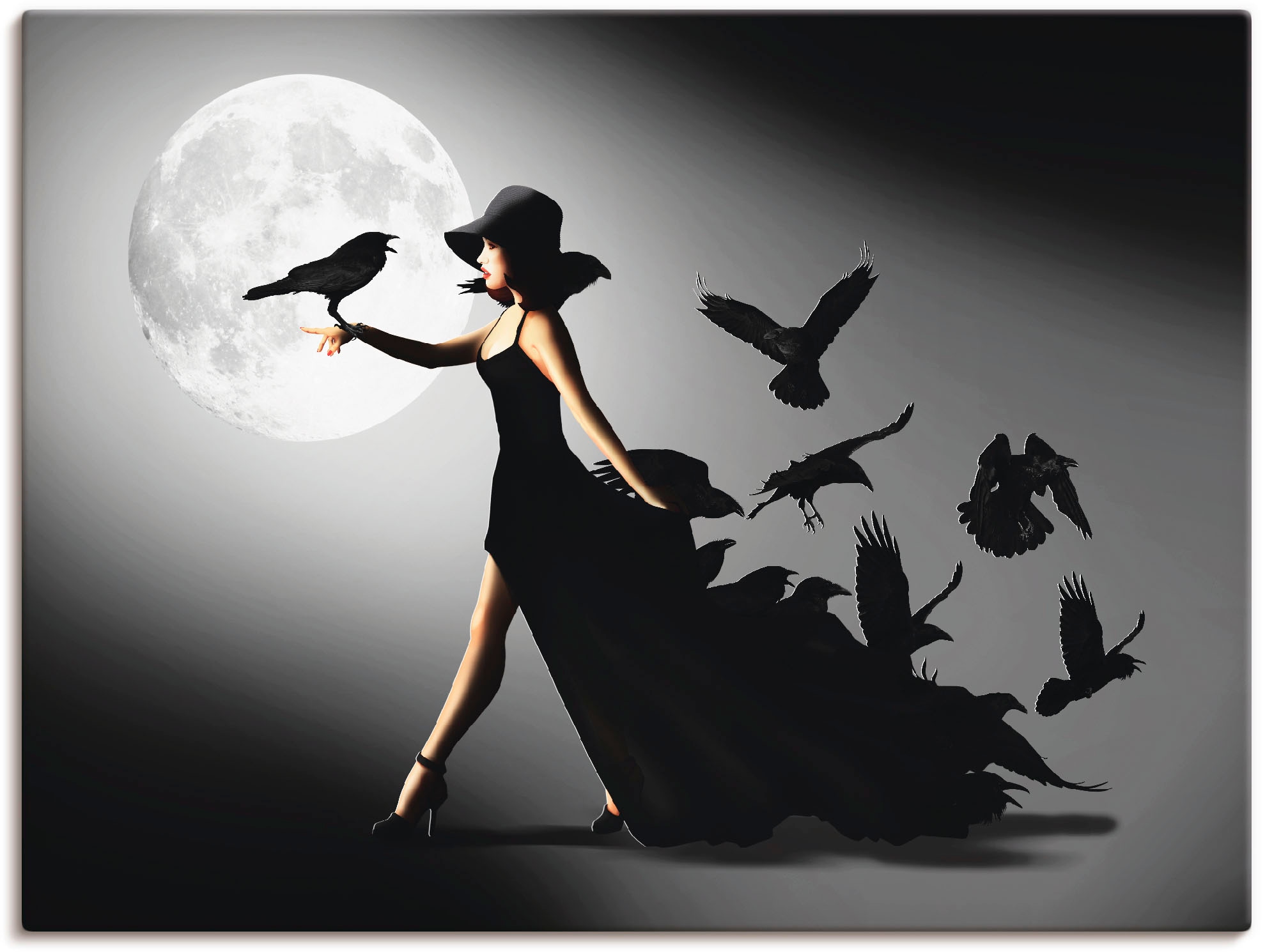 Artland Wandbild »Die Frau mit den Raben« Animal Fantasy 1 Stk. tlg. als Al günstig online kaufen