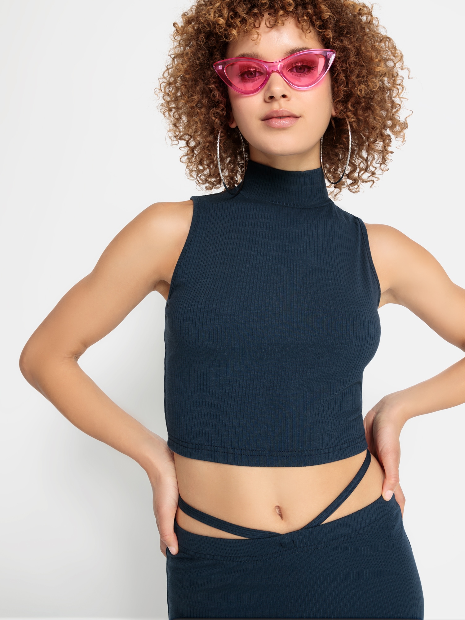 Crop-Top, mit Stehkragen