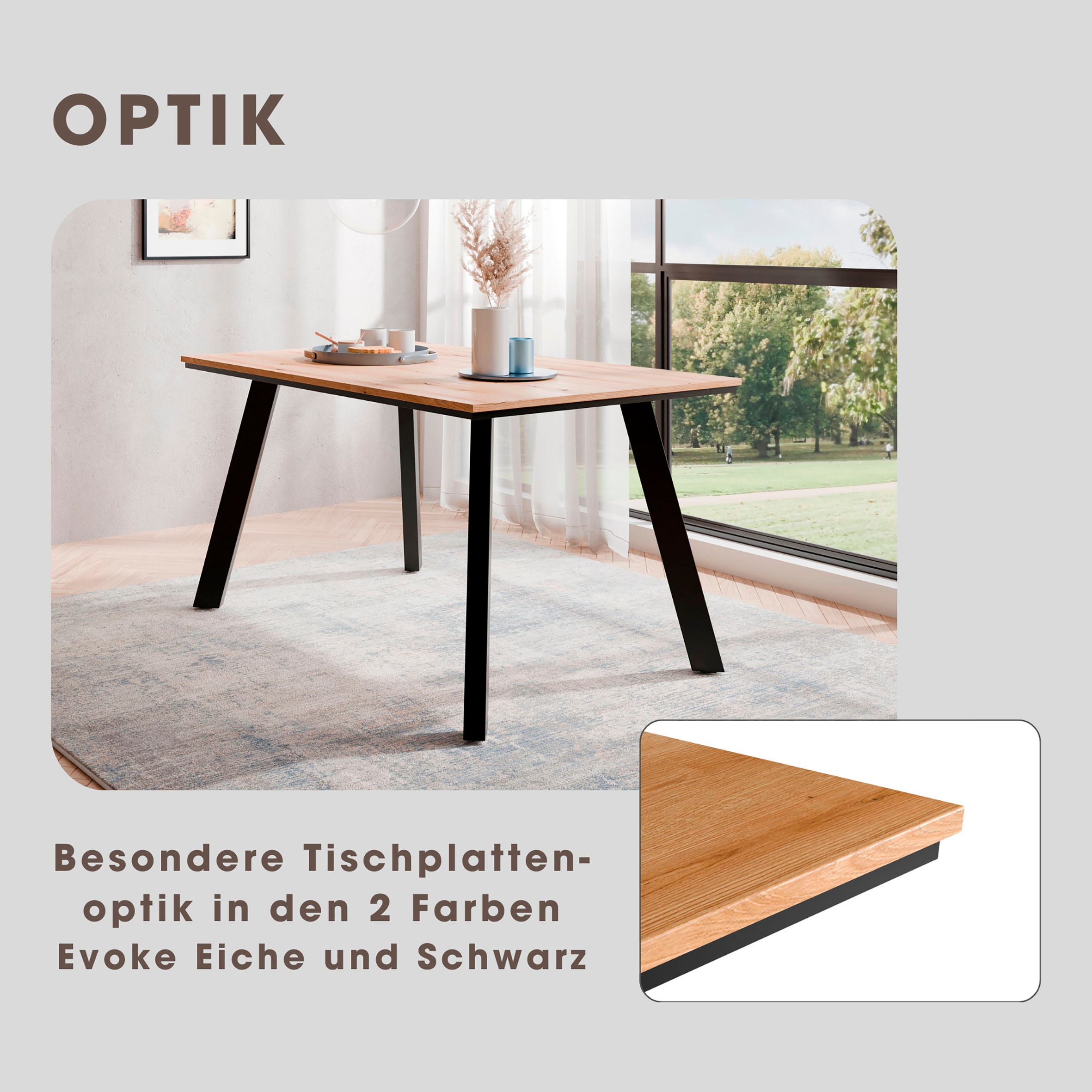 Home affaire Esstisch »Genf«, pflegeleichter Küchentisch, Breite 140 cm, Evoke Eichenachbildung