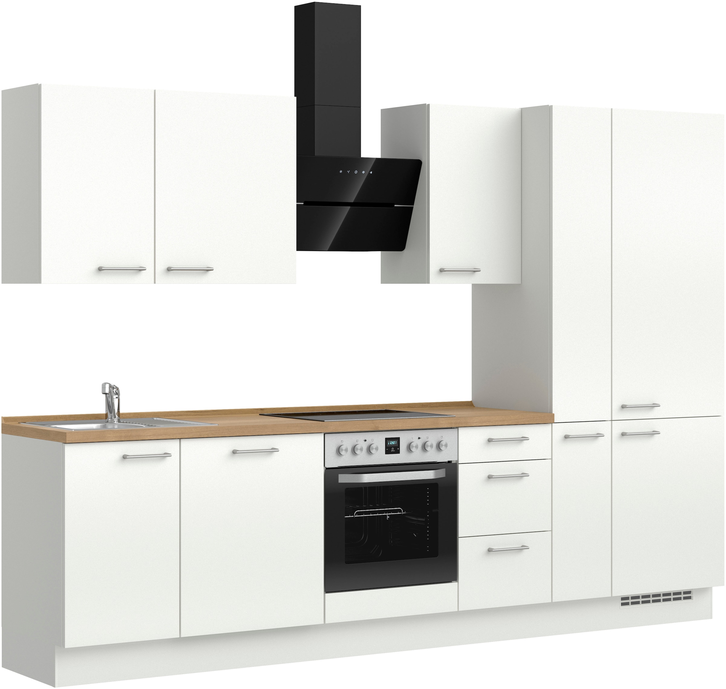nobilia® Küchenzeile »"Laser II"«, vormontiert, Ausrichtung wählbar, Breite 300 cm, wahlw. mit E-Geräten