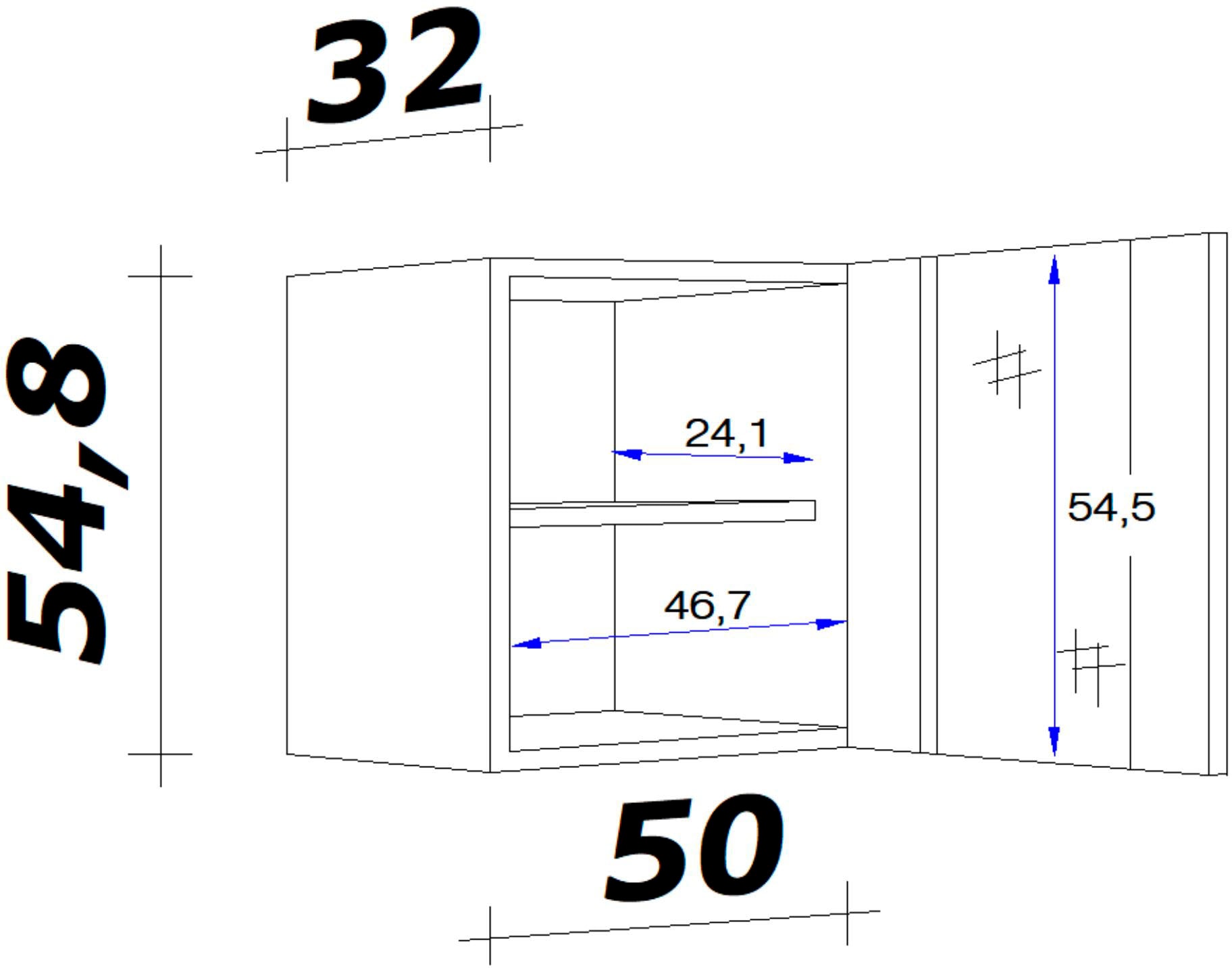 Flex-Well Glashängeschrank »Nano«, (B x H x T) 50 x 54,8 x 32 cm, mit Stollenglastüren