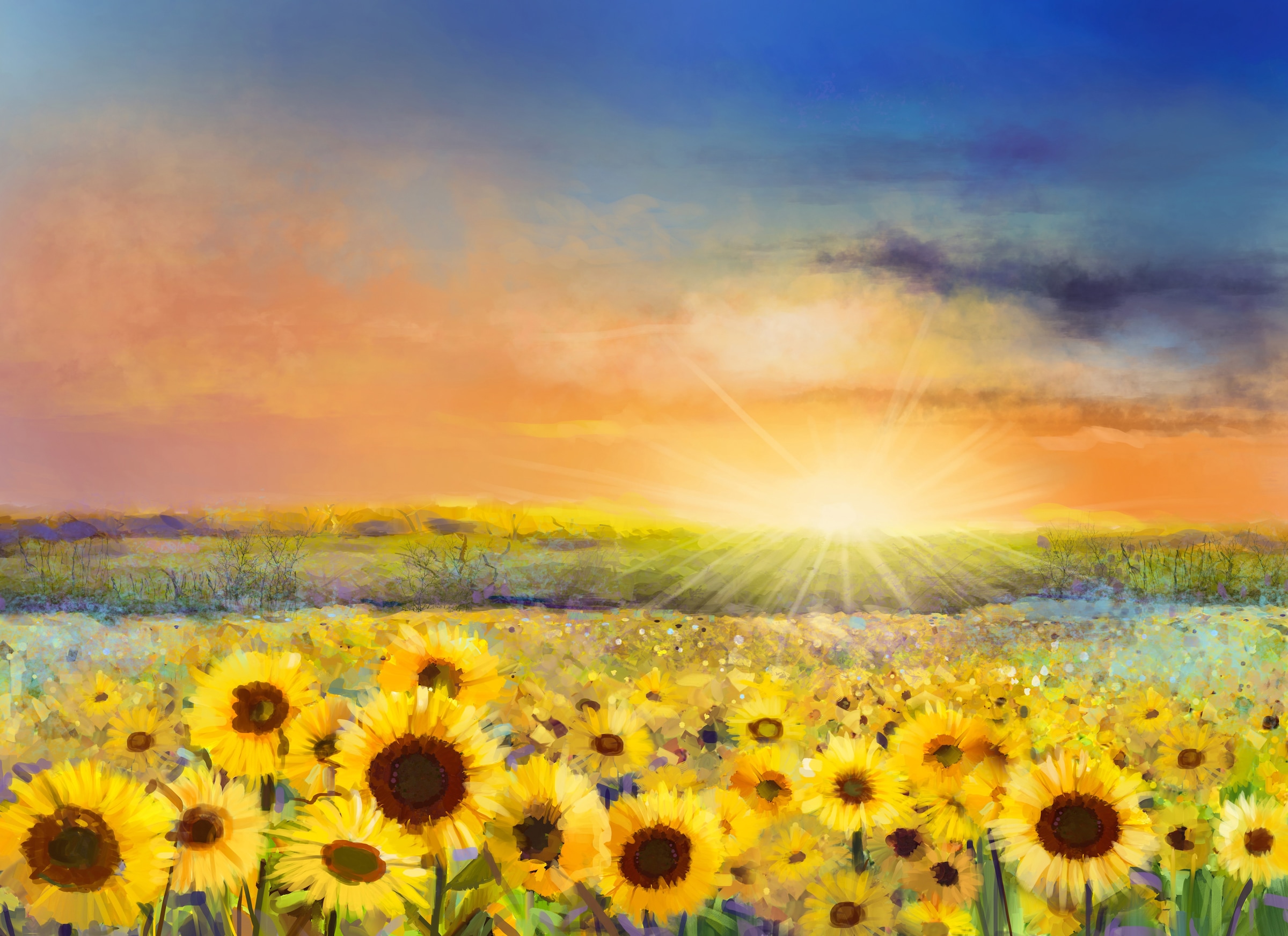Papermoon Fototapete »Painting Sunflowers« glatt günstig online kaufen