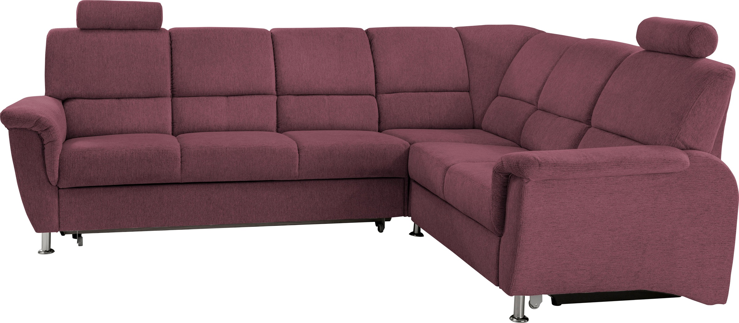 Home affaire Ecksofa »Pisa L-Form, mit Schlaffunktion, Stauraum, 2x höhenverstellbare«, Kopfstützen und Relaxfunktion im Eckelement
