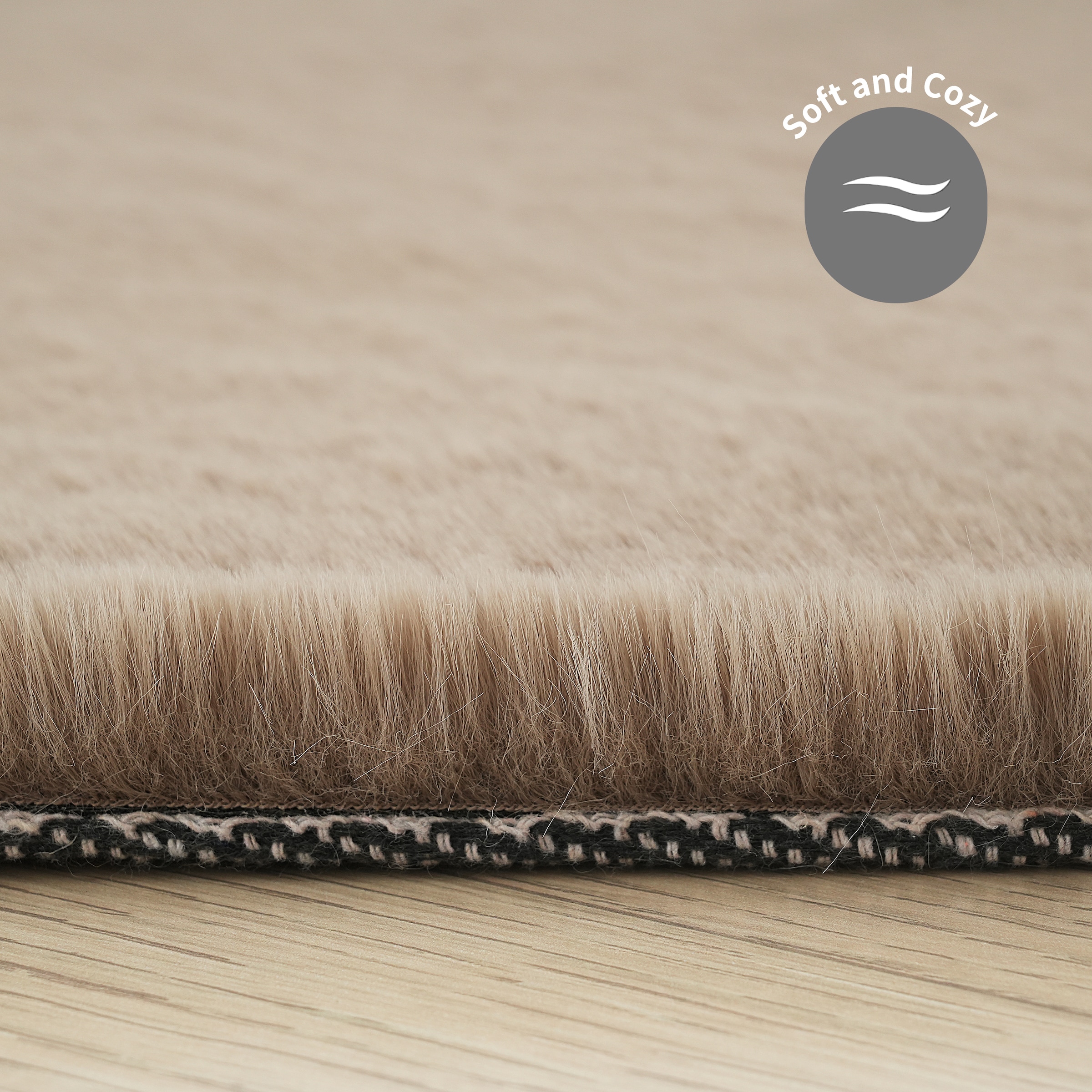 Bruno Banani Fellteppich »Rabbit 2, Kunstfell Teppich, Modern«, rechteckig, 25 mm Höhe, Kaninchenfell-Haptik, sehr weich, Wohnzimmer, Schlafzimmer, Esszimmer