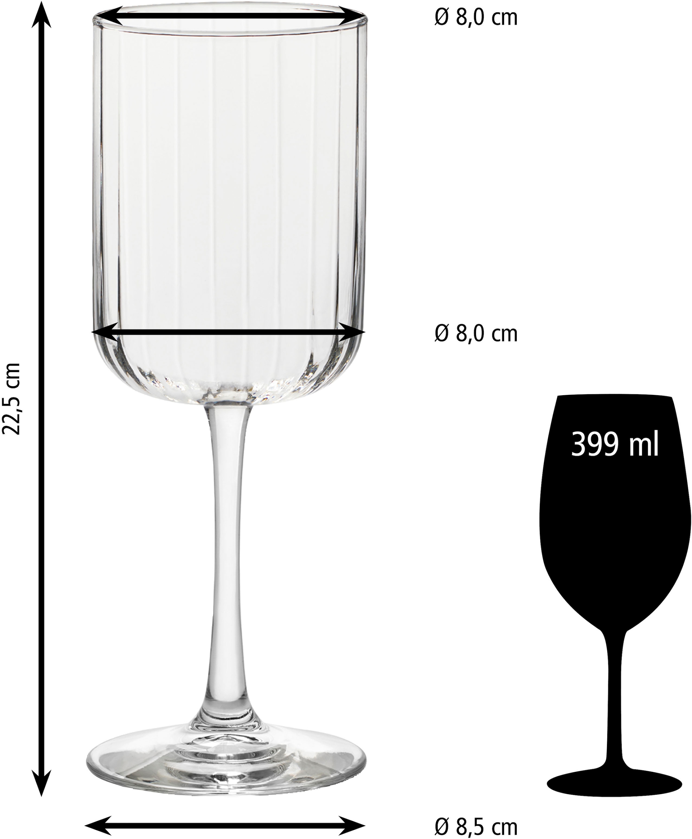 LIBBEY Weinglas »Libbey Gläser-Set -LINEAR-, 12er Set« 399 ml, hochwertig verarbeitet, im modernen Design
