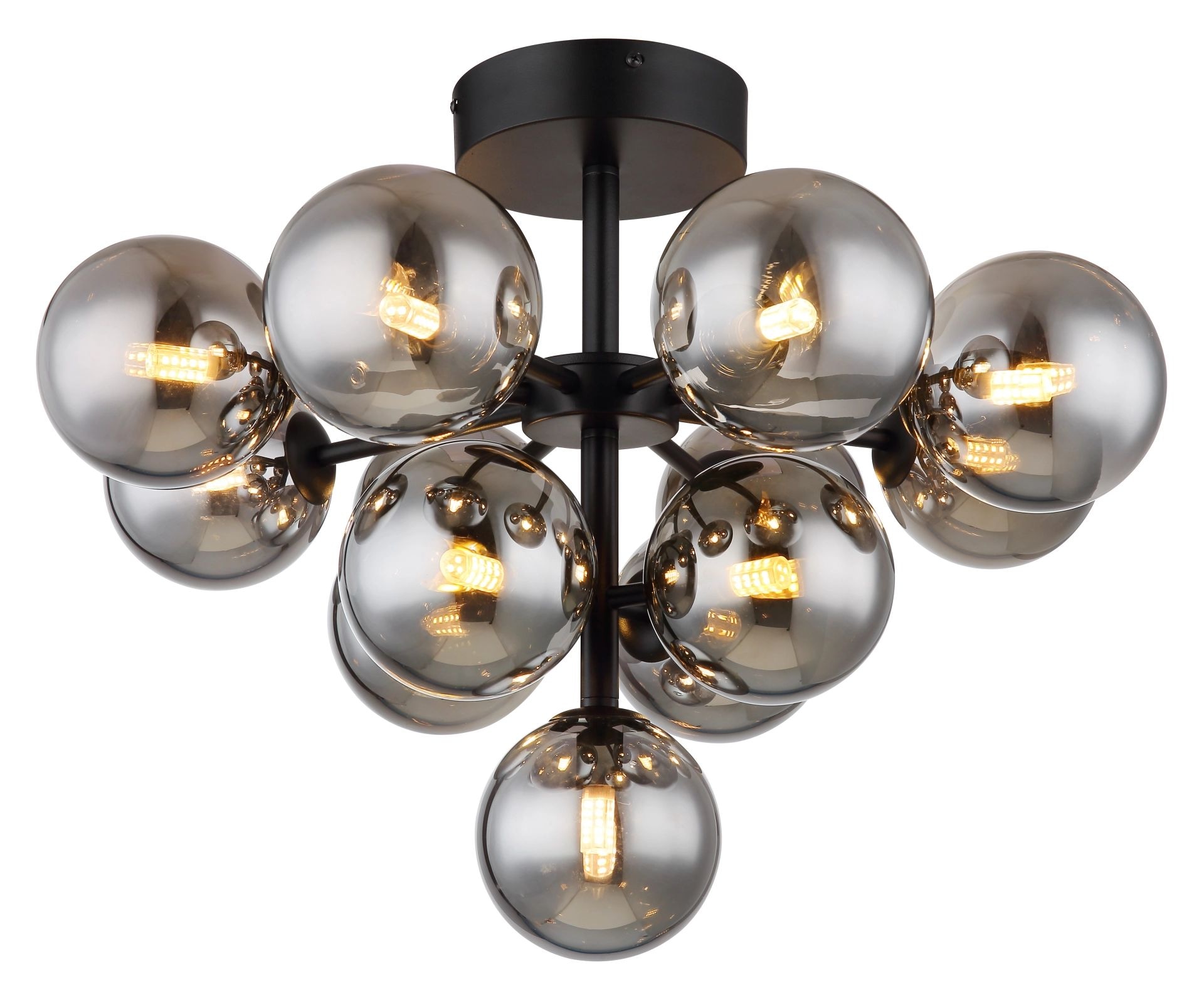 GLOBO LIGHTING LED Deckenleuchte »GRAPPY«, 13 flammig, Leuchtmittel G9 | ohne Leuchtmittel, rauchfarbene Glaskugeln