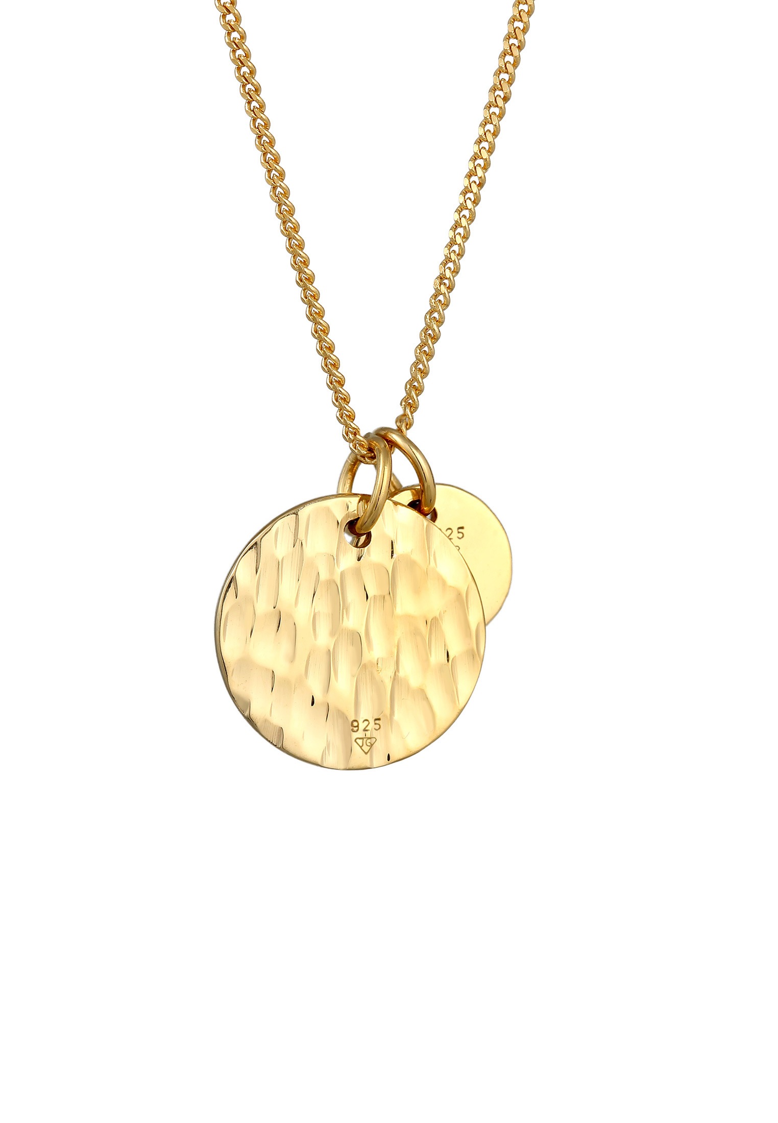 Elli Kette mit Anhänger »Plättchen Münzen Gehämmert Look 925 Silber«